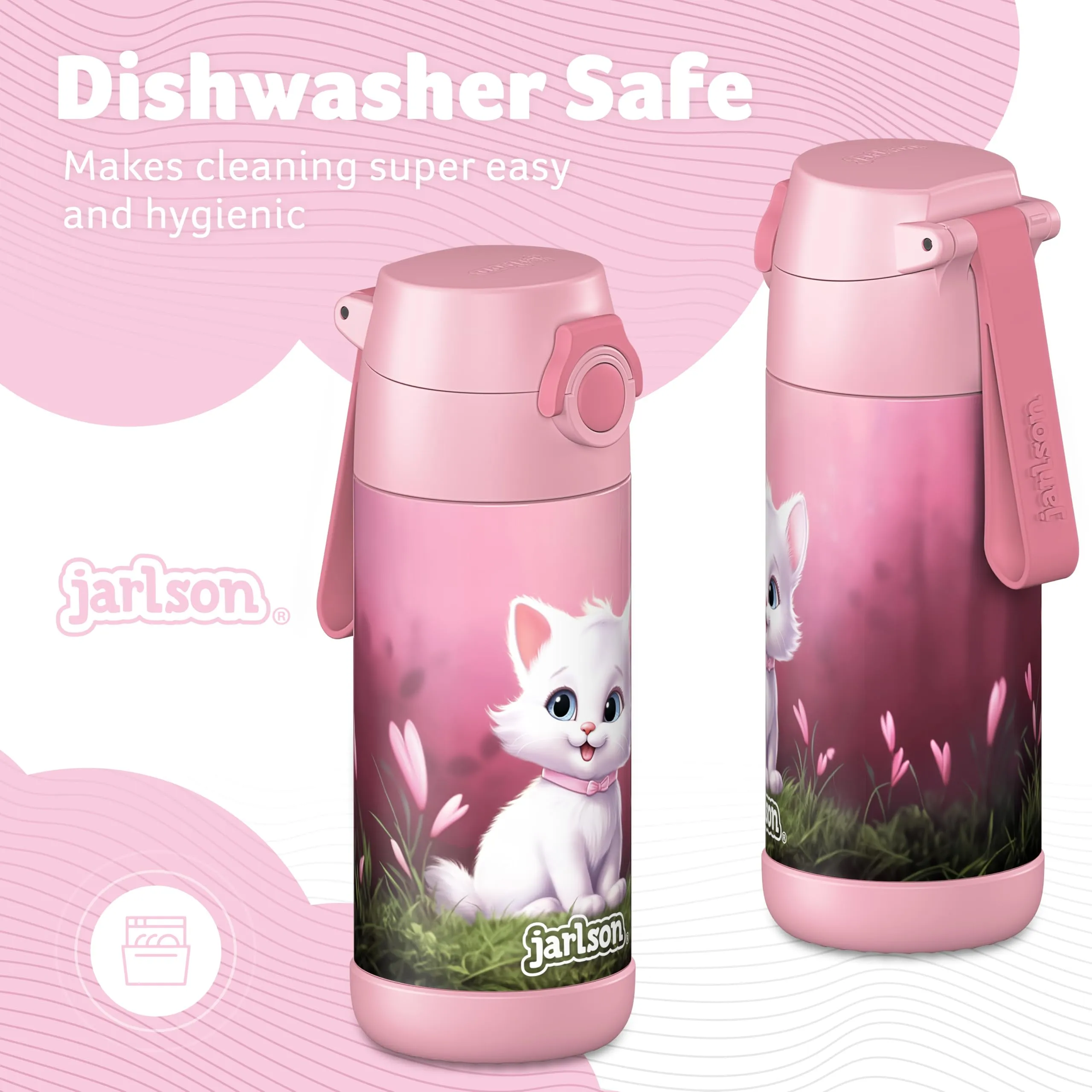 Jarlson Borraccia Termica Bambini Mali 350ml Acciaio Inox - Gatto 2.0 - immagine 3