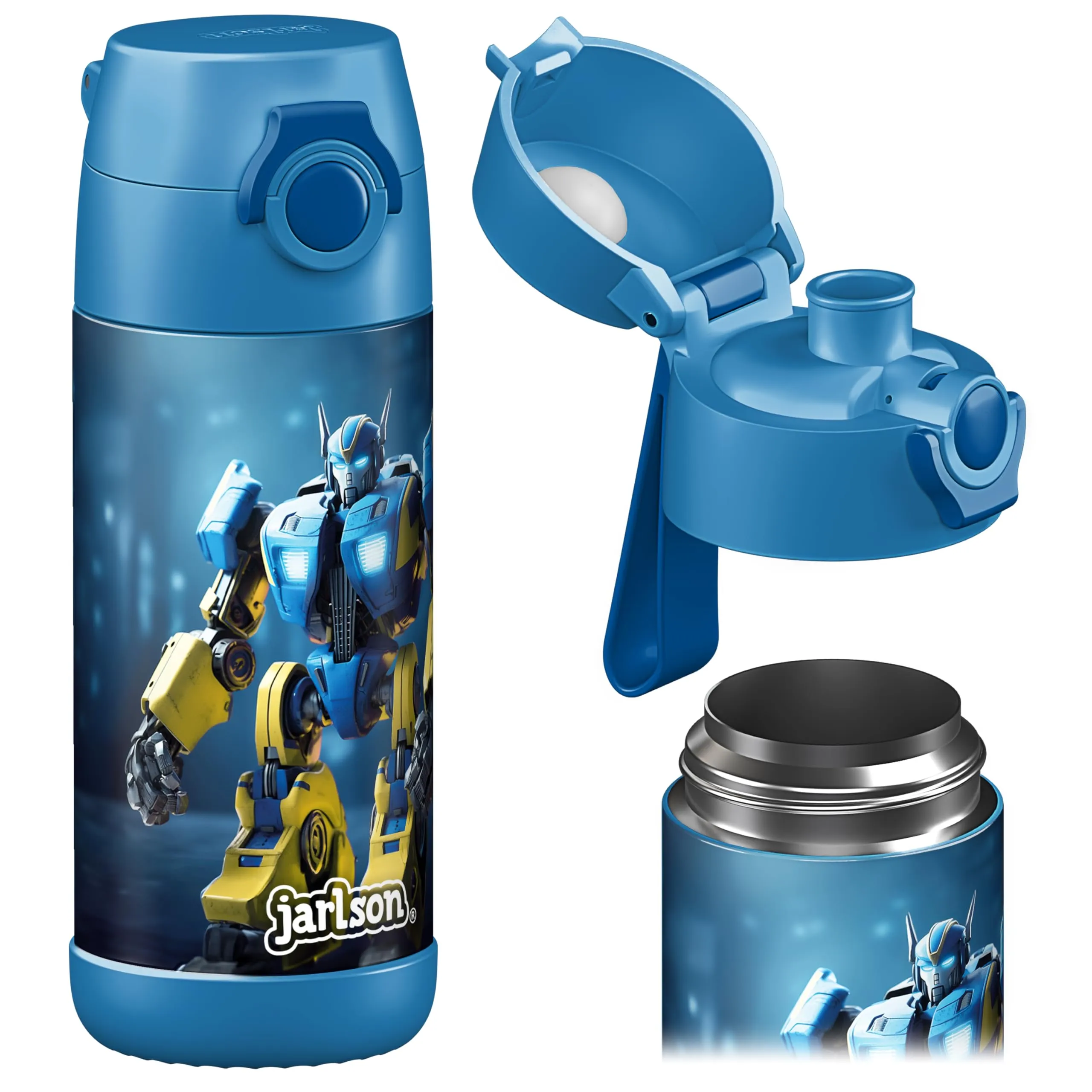 Jarlson Borraccia Termica Bambini Mali 350ml Acciaio Inox Robot - immagine 1