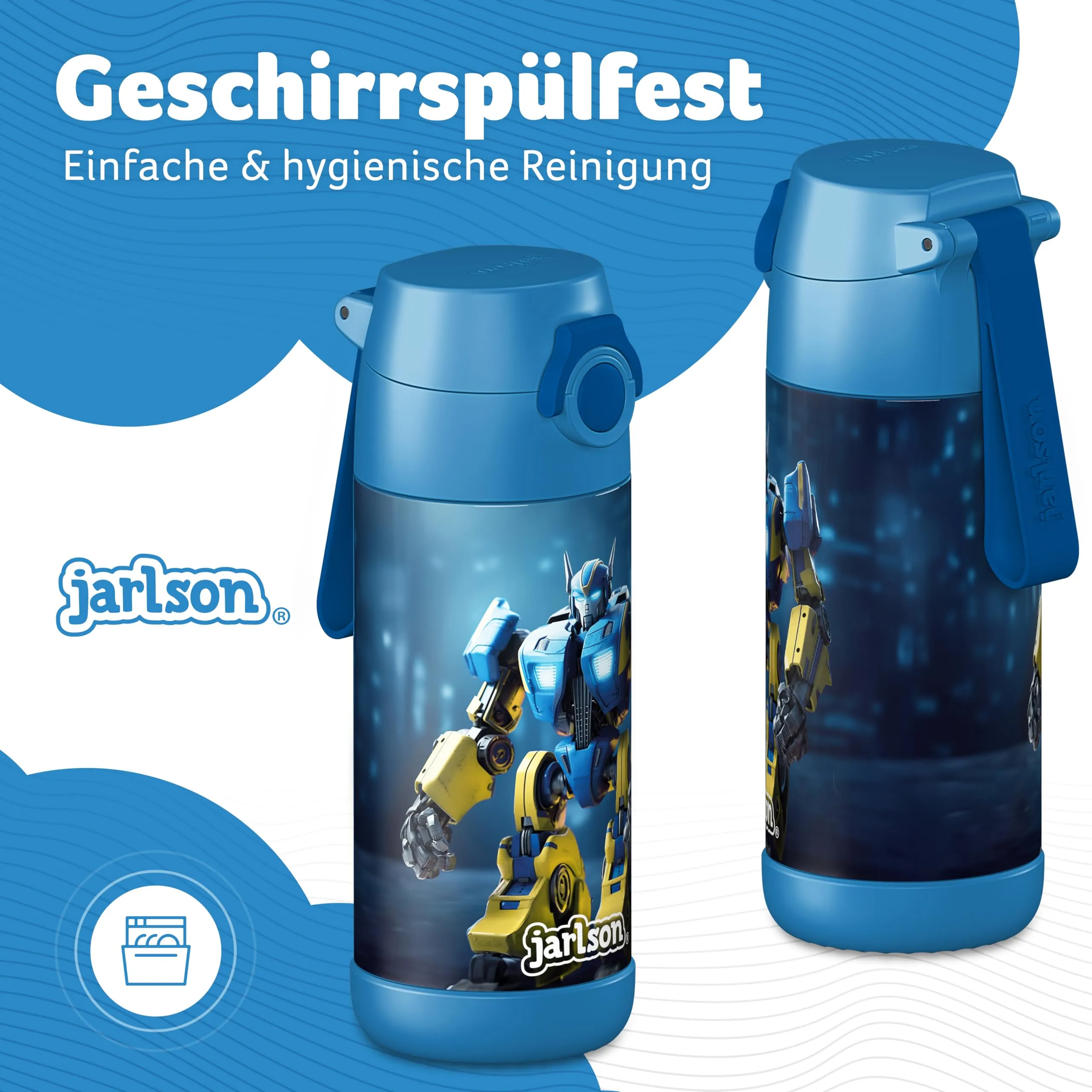 Jarlson Borraccia Termica Bambini Mali 350ml Acciaio Inox Robot - immagine 2