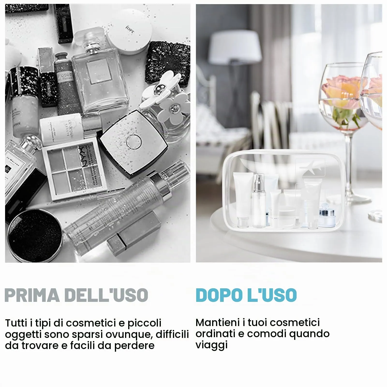 Aucuu Beauty Case Trasparente Impermeabile per Cosmetici e Viaggio - immagine 7