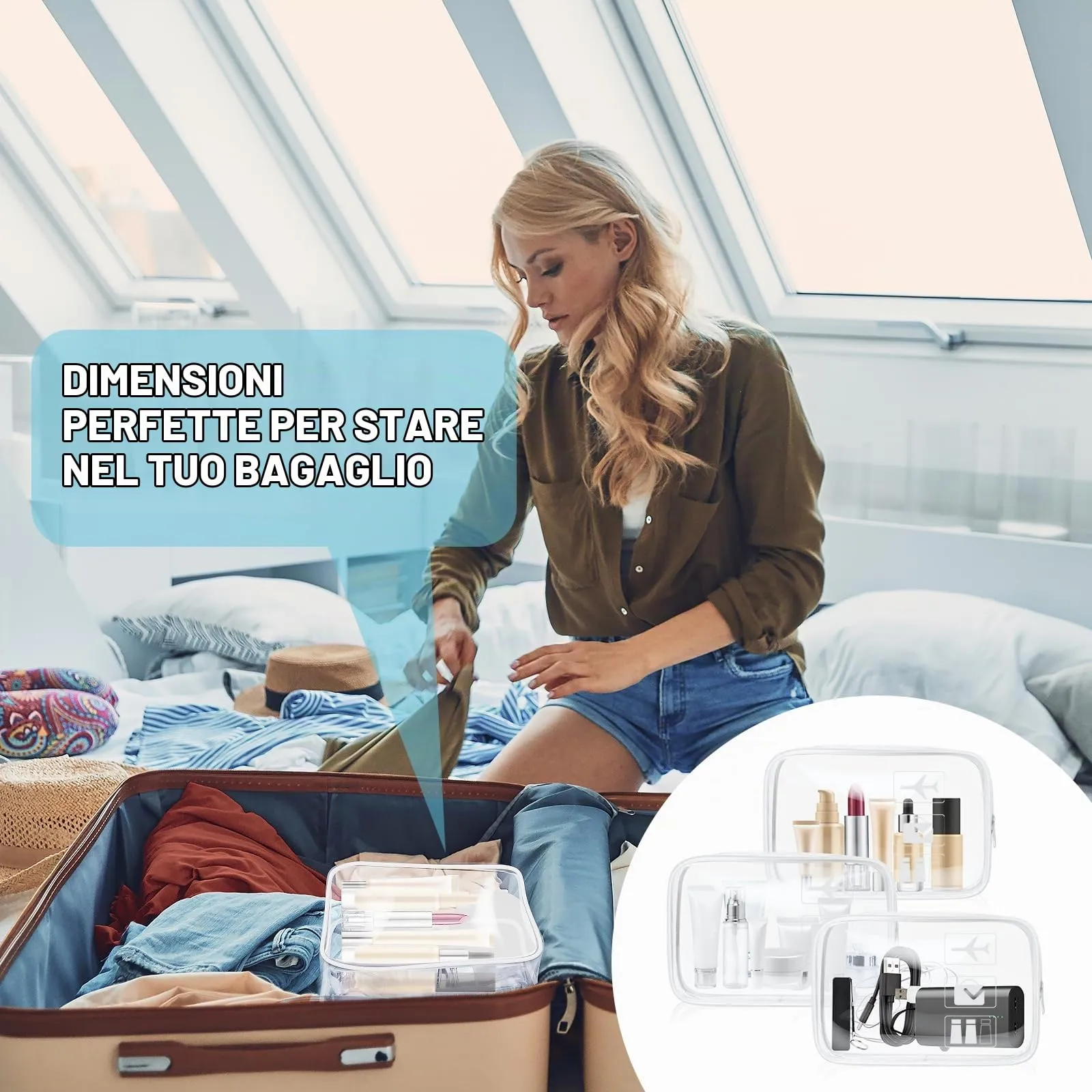 Aucuu Beauty Case Trasparente Impermeabile per Cosmetici e Viaggio - immagine 8