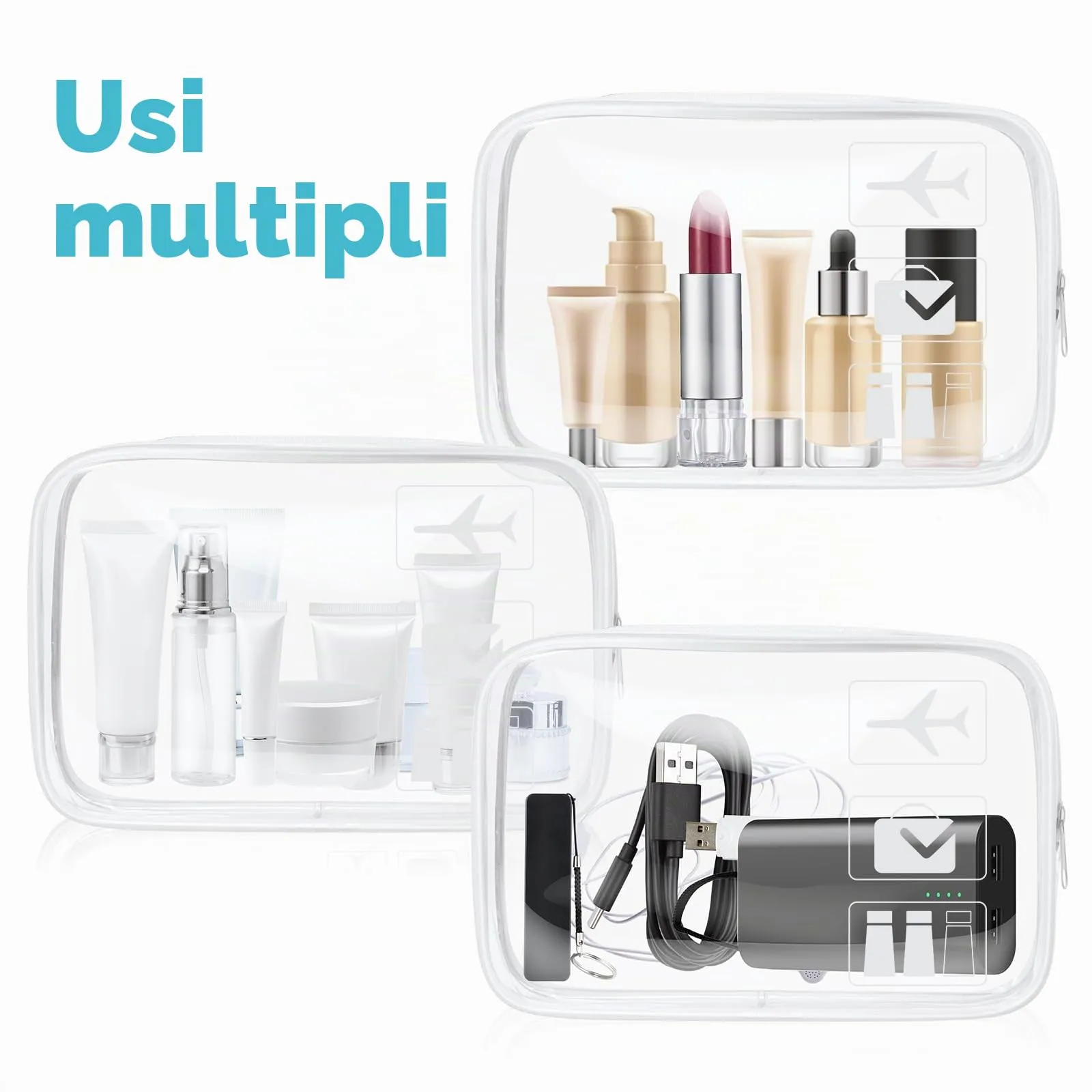 Aucuu Beauty Case Trasparente Impermeabile per Cosmetici e Viaggio - immagine 9