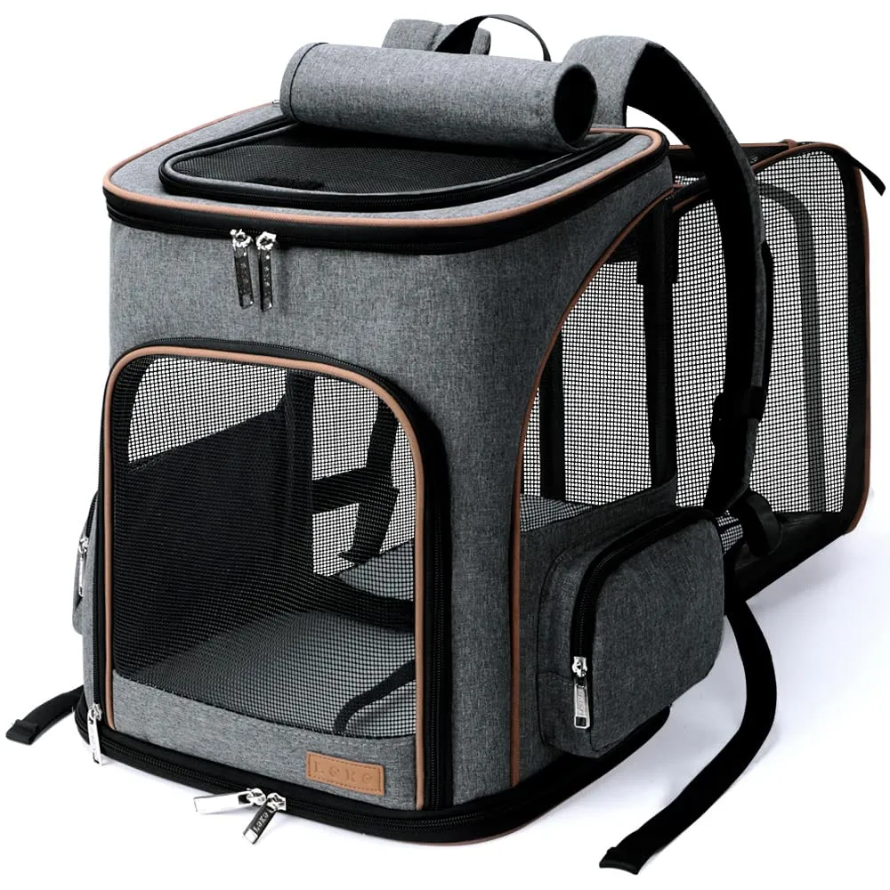 Lekesky Zaino Trasportino Espandibile per Cani e Gatti, fino a 8-10 kg, Grigio - immagine 1