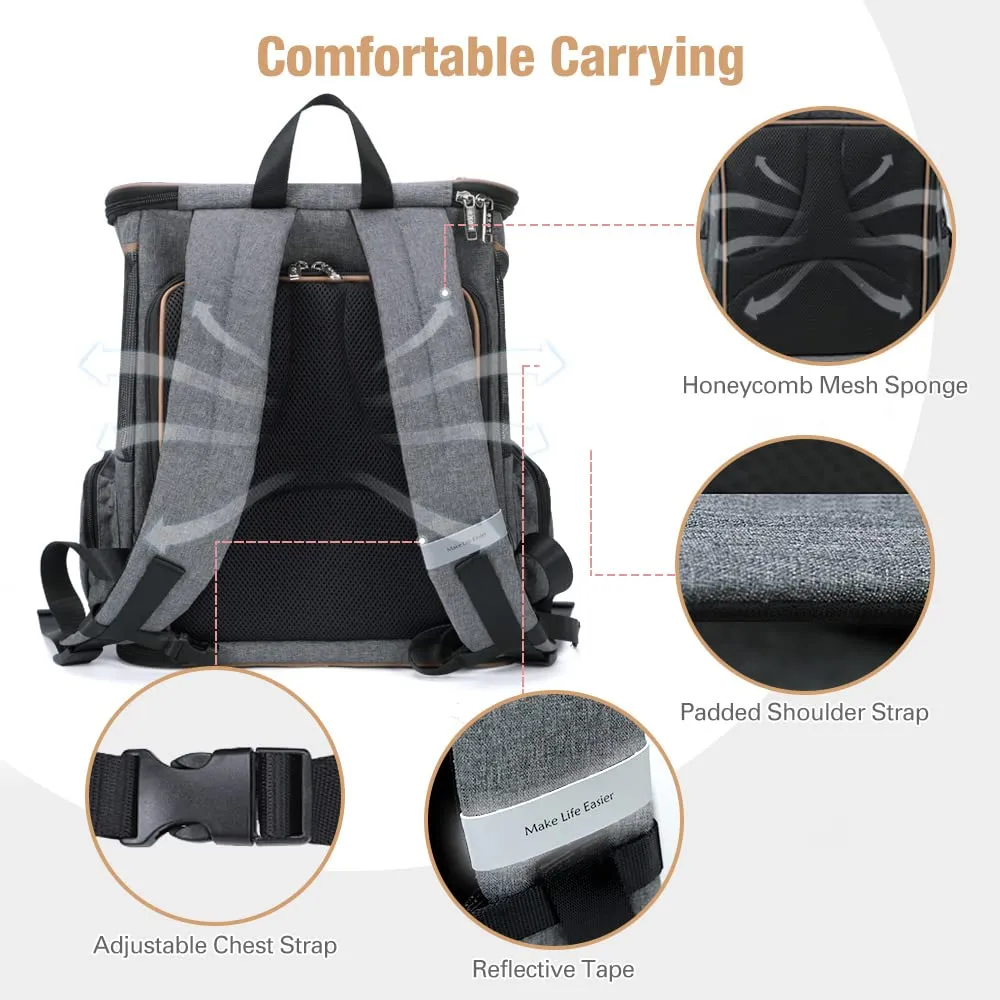 Lekesky Zaino Trasportino Espandibile per Cani e Gatti, fino a 8-10 kg, Grigio - immagine 5