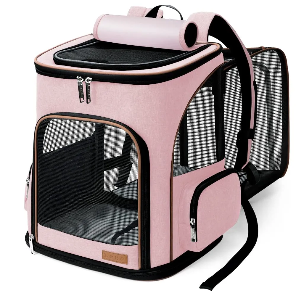 Lekesky Zaino Trasportino Estensibile e Pieghevole per Cani e Gatti, Rosa XL - immagine 1