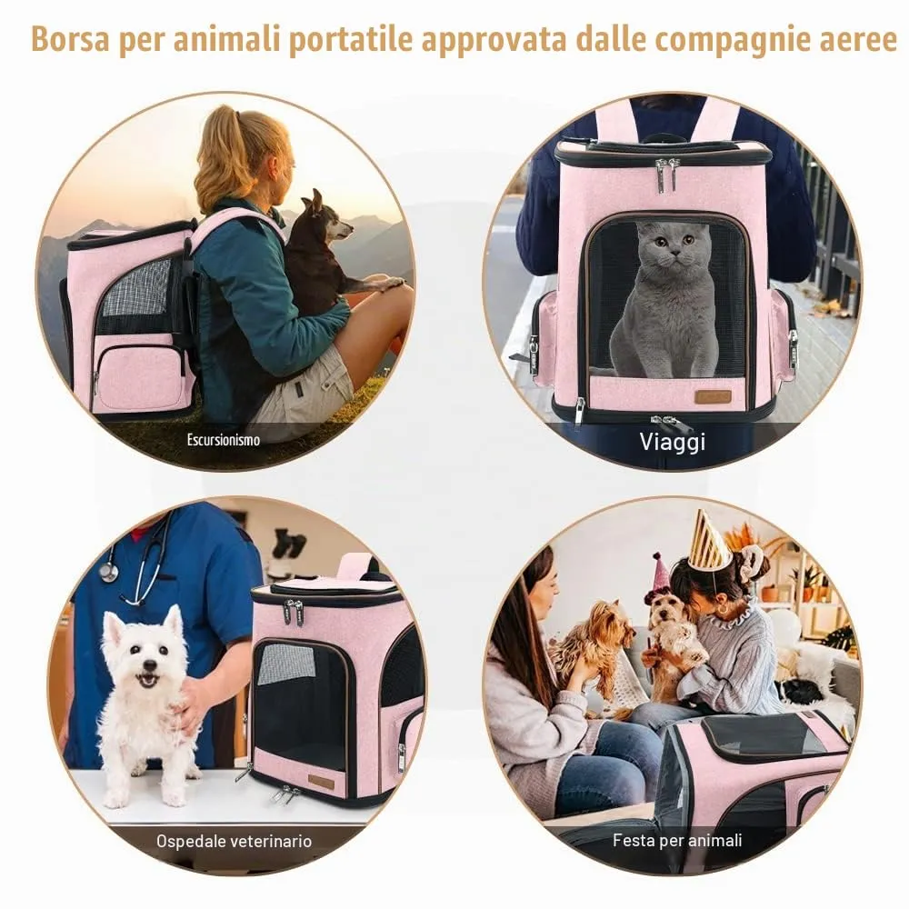 Lekesky Zaino Trasportino Estensibile e Pieghevole per Cani e Gatti, Rosa XL - immagine 6