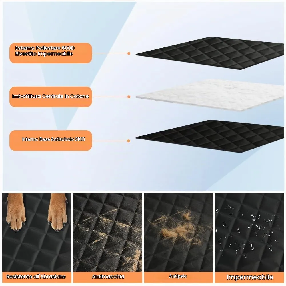 AUYAO Telo Bagagliaio Auto per Cani, Impermeabile Antistrappo e Antiscivolo con 3 Tasche e Protezione Laterale, 180 x 103 cm, Universale per Furgoni e SUV - immagine 4