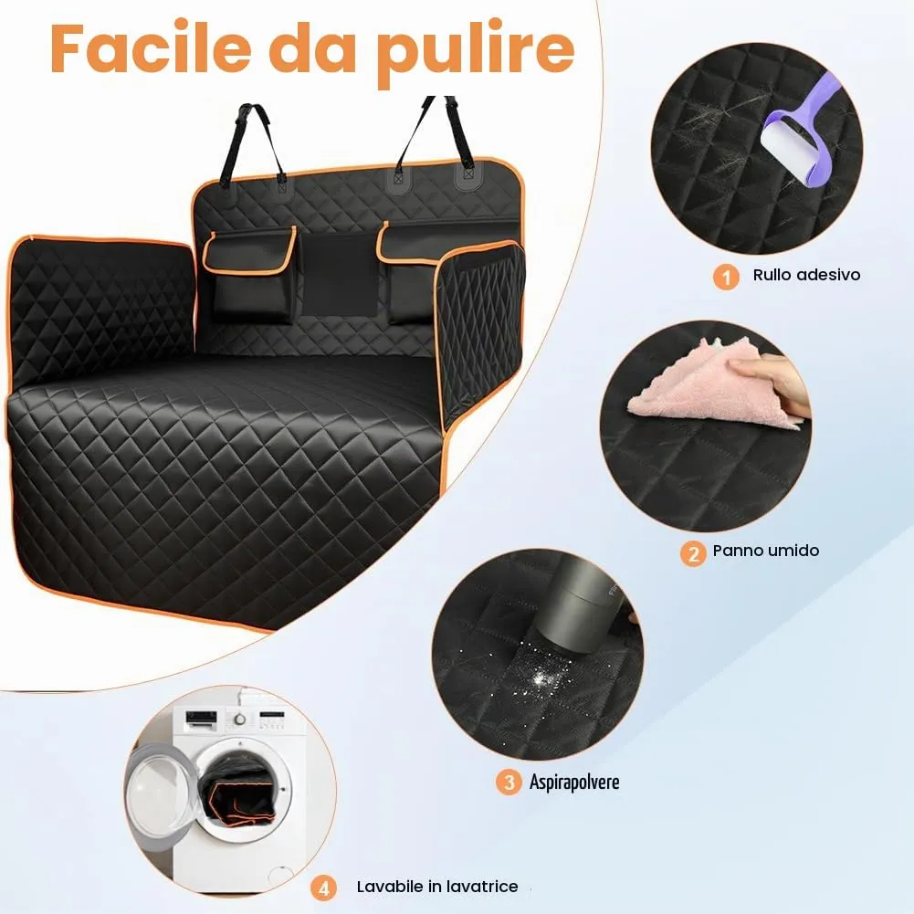 AUYAO Telo Bagagliaio Auto per Cani, Impermeabile Antistrappo e Antiscivolo con 3 Tasche e Protezione Laterale, 180 x 103 cm, Universale per Furgoni e SUV - immagine 5