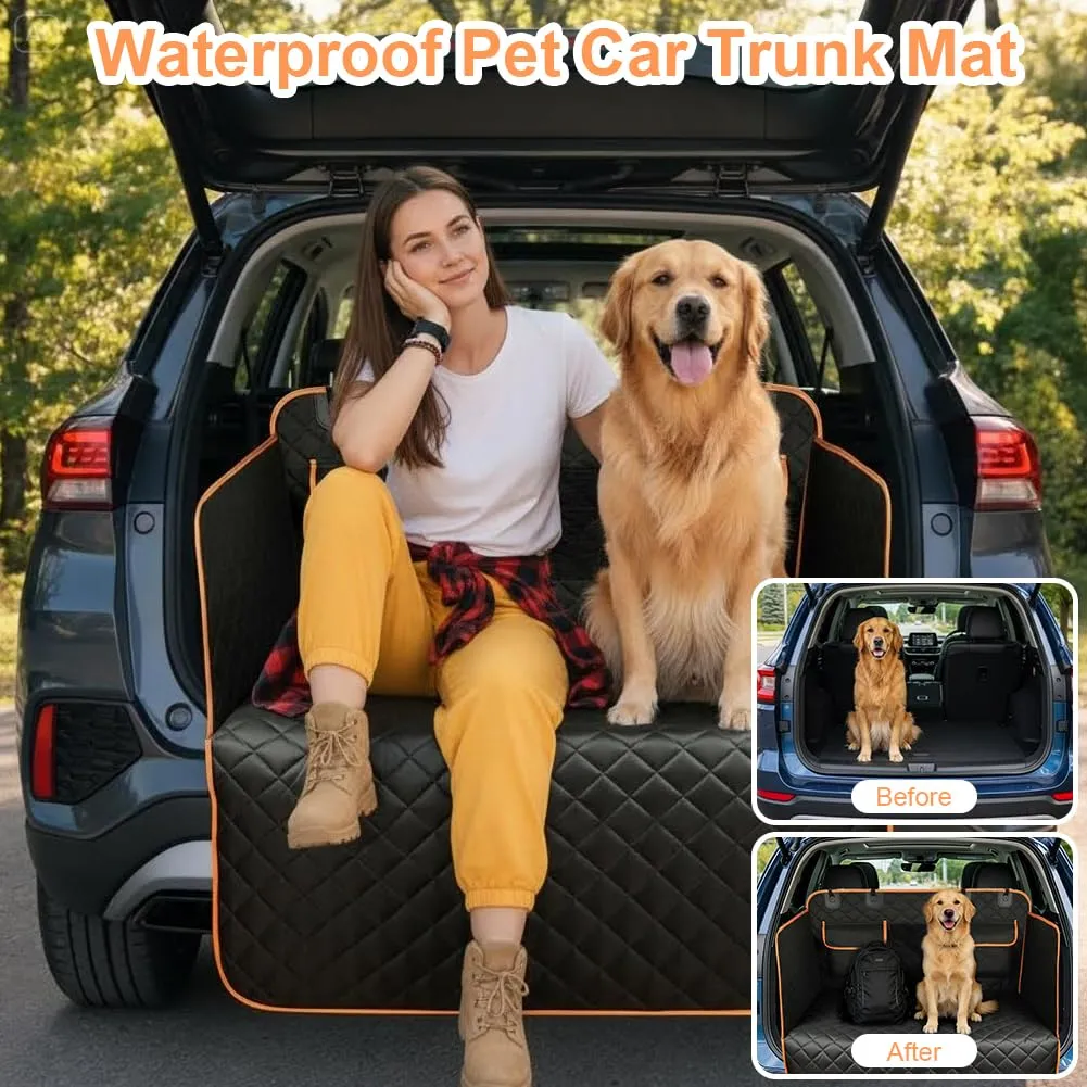 AUYAO Telo Bagagliaio Auto per Cani, Impermeabile Antistrappo e Antiscivolo con 3 Tasche e Protezione Laterale, 180 x 103 cm, Universale per Furgoni e SUV - immagine 6