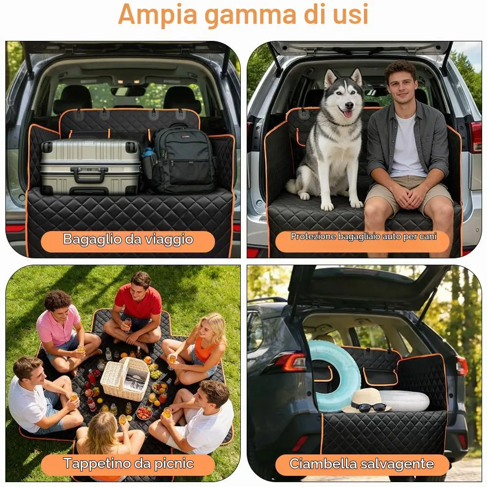 AUYAO Telo Bagagliaio Auto per Cani, Impermeabile Antistrappo e Antiscivolo con 3 Tasche e Protezione Laterale, 180 x 103 cm, Universale per Furgoni e SUV - immagine 7