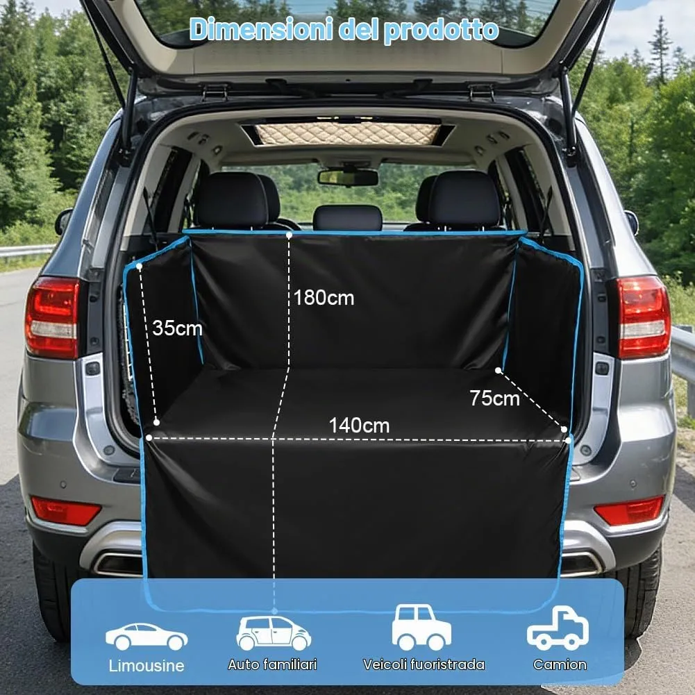 AUYAO Protezione Bagagliaio Auto per Cani, Impermeabile e Antiscivolo, 180 x 105 cm, Universale per Furgoni e SUV - immagine 2