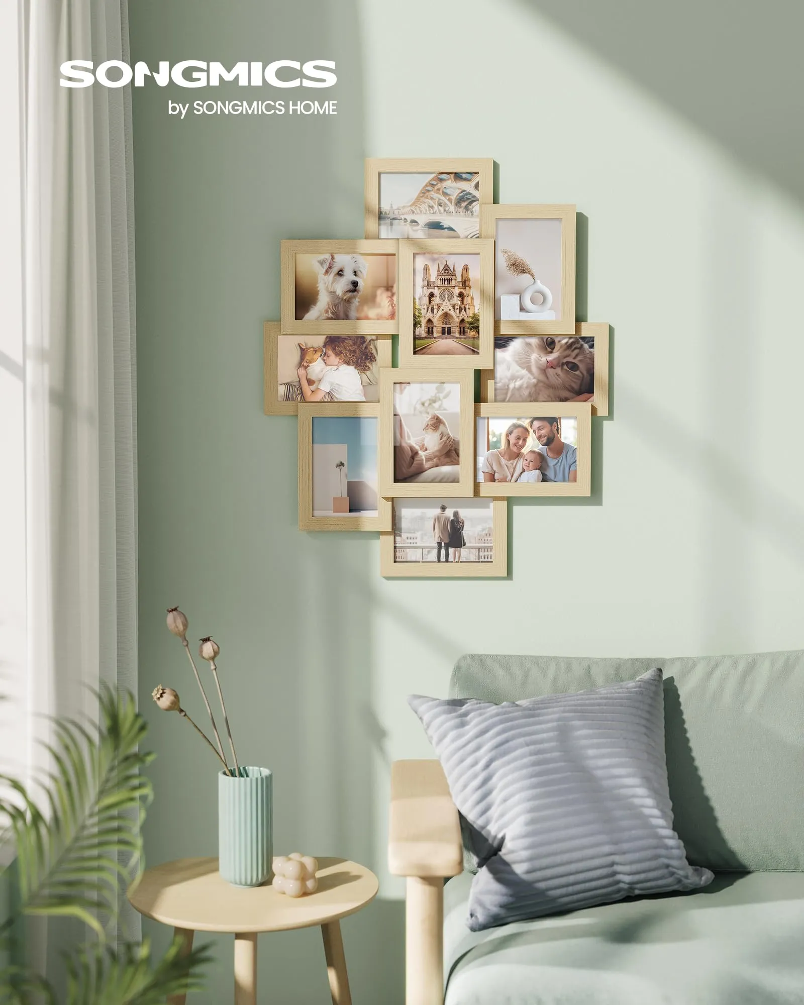 SONGMICS Collage di 10 Cornici per Foto 10 x 15 cm, Beige Naturale RPF020N01 - immagine 2