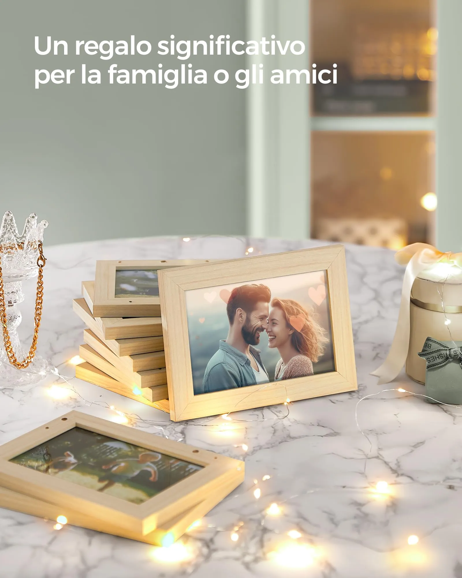 SONGMICS Collage di 10 Cornici per Foto 10 x 15 cm, Beige Naturale RPF020N01 - immagine 7