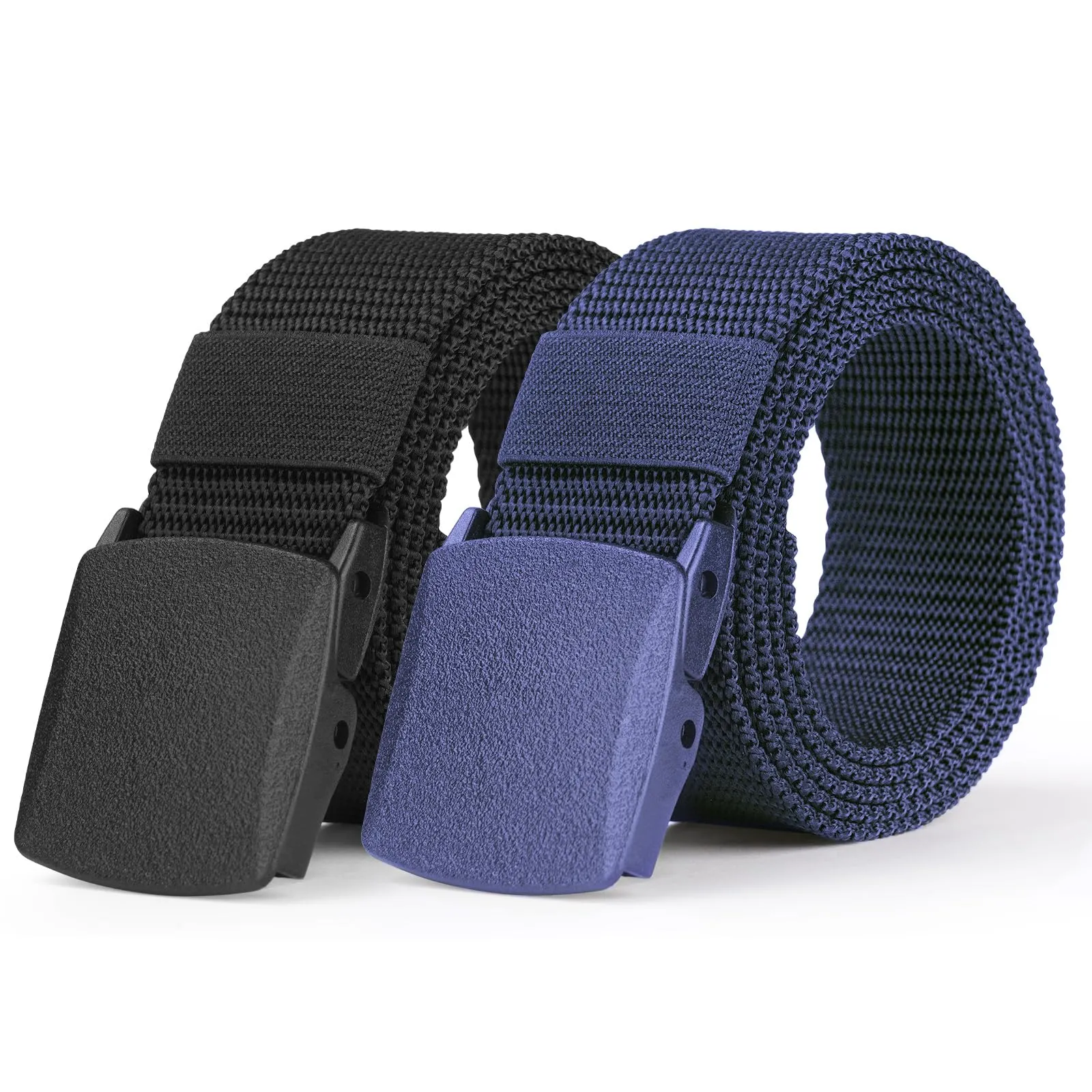 Aomig Cintura Tattica in Nylon con Fibbia in Plastica, Regolabile, 2 Pezzi (Blu+Nero) - immagine 1
