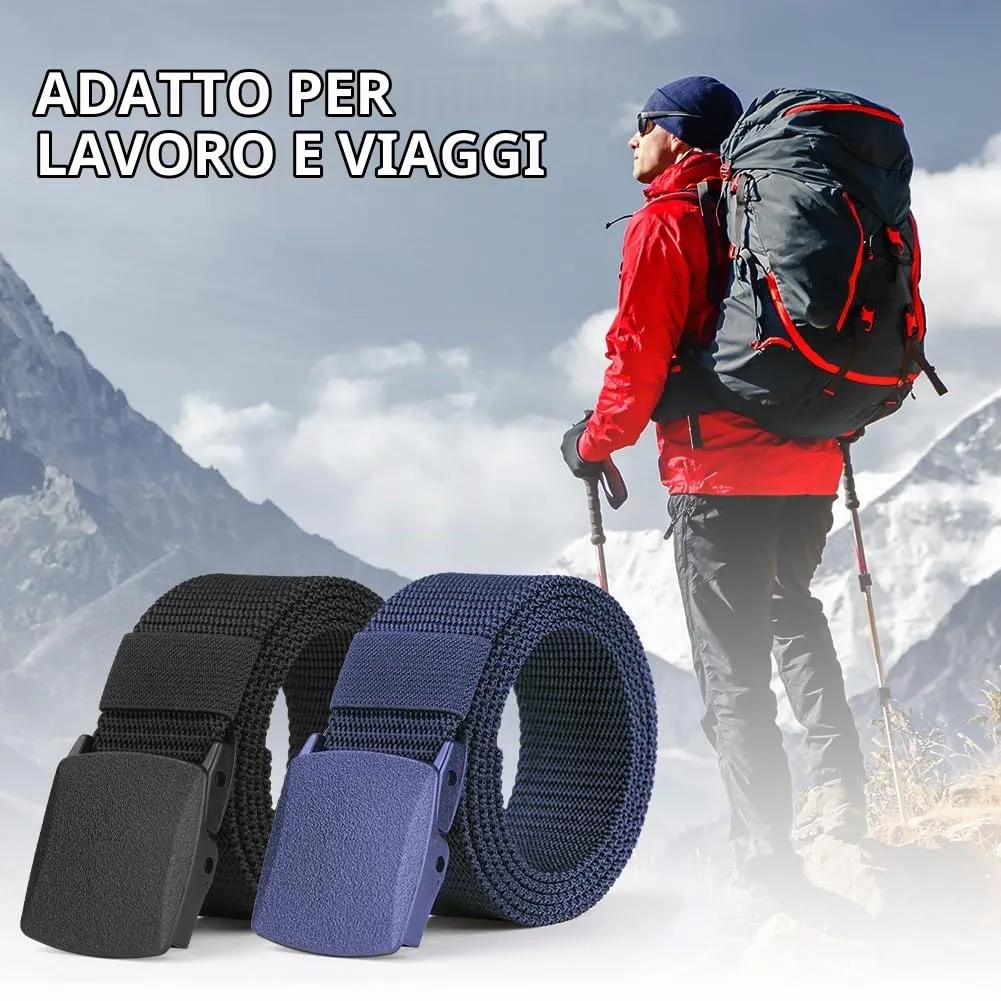 Aomig Cintura Tattica in Nylon con Fibbia in Plastica, Regolabile, 2 Pezzi (Blu+Nero) - immagine 3
