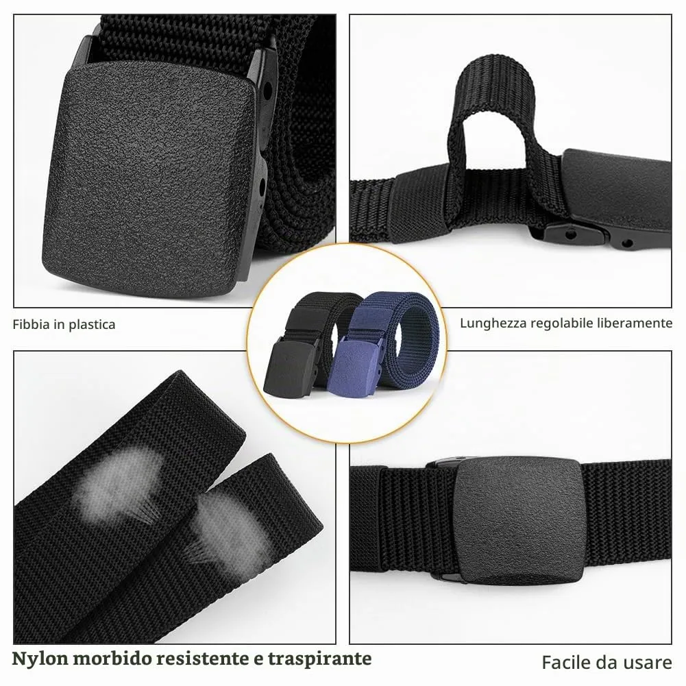 Aomig Cintura Tattica in Nylon con Fibbia in Plastica, Regolabile, 2 Pezzi (Blu+Nero) - immagine 5
