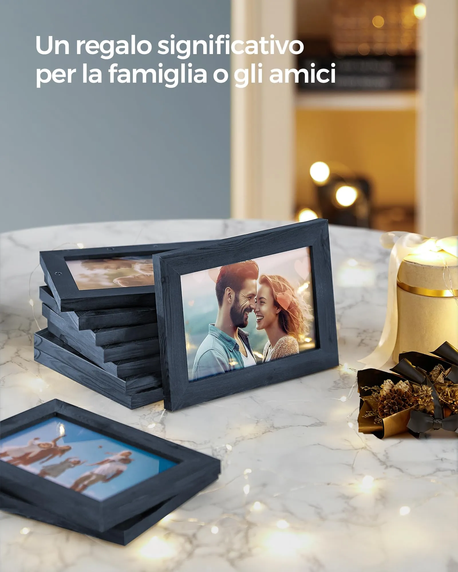 SONGMICS Collage di 10 Cornici per Foto 10 x 15 cm, Blu Marino RPF020Q01 - immagine 2