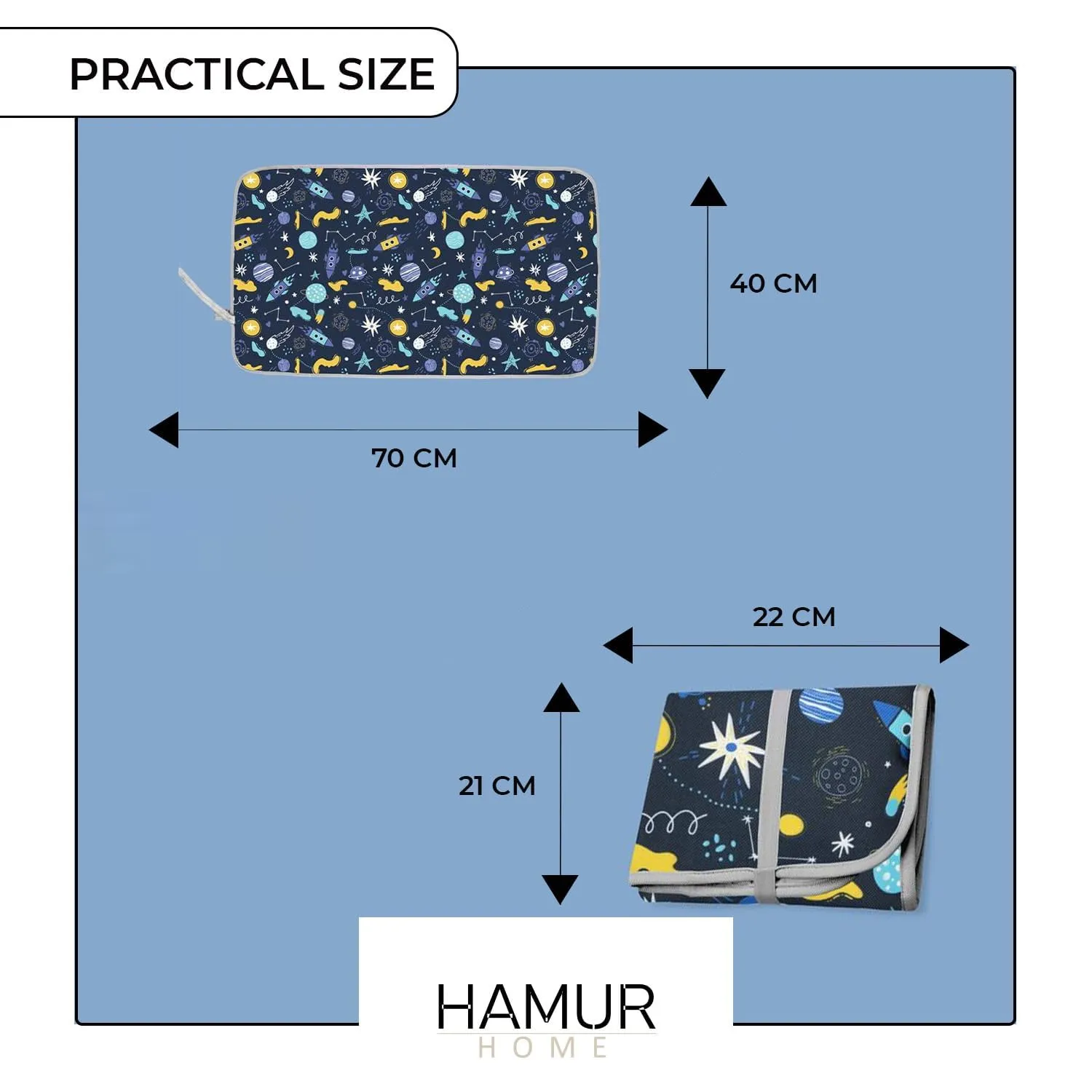 Hamur Home Fasciatoio Portatile Pieghevole Impermeabile 40 x 70 cm, Lavabile in Lavatrice - Space - immagine 4