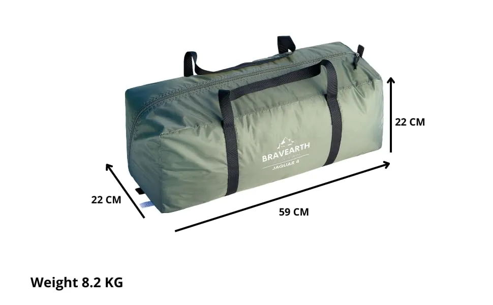 BravEarth Jaguar Tenda da Campeggio 4 Persone, Verde - immagine 7