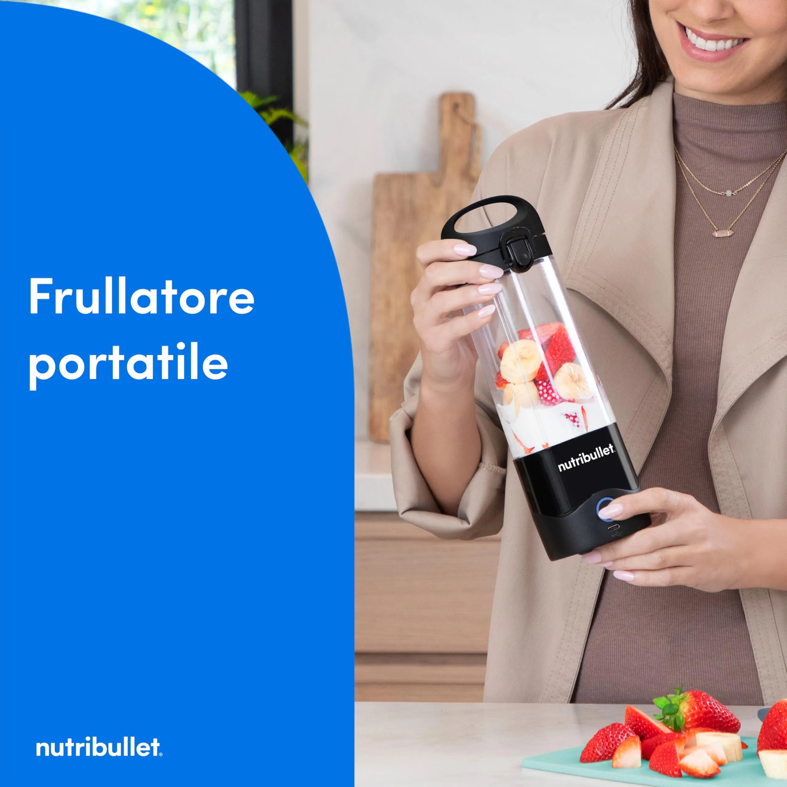 NutriBullet Leggero Frullatore Portatile 475ml, USB-C, NBP003B, Nero - immagine 2