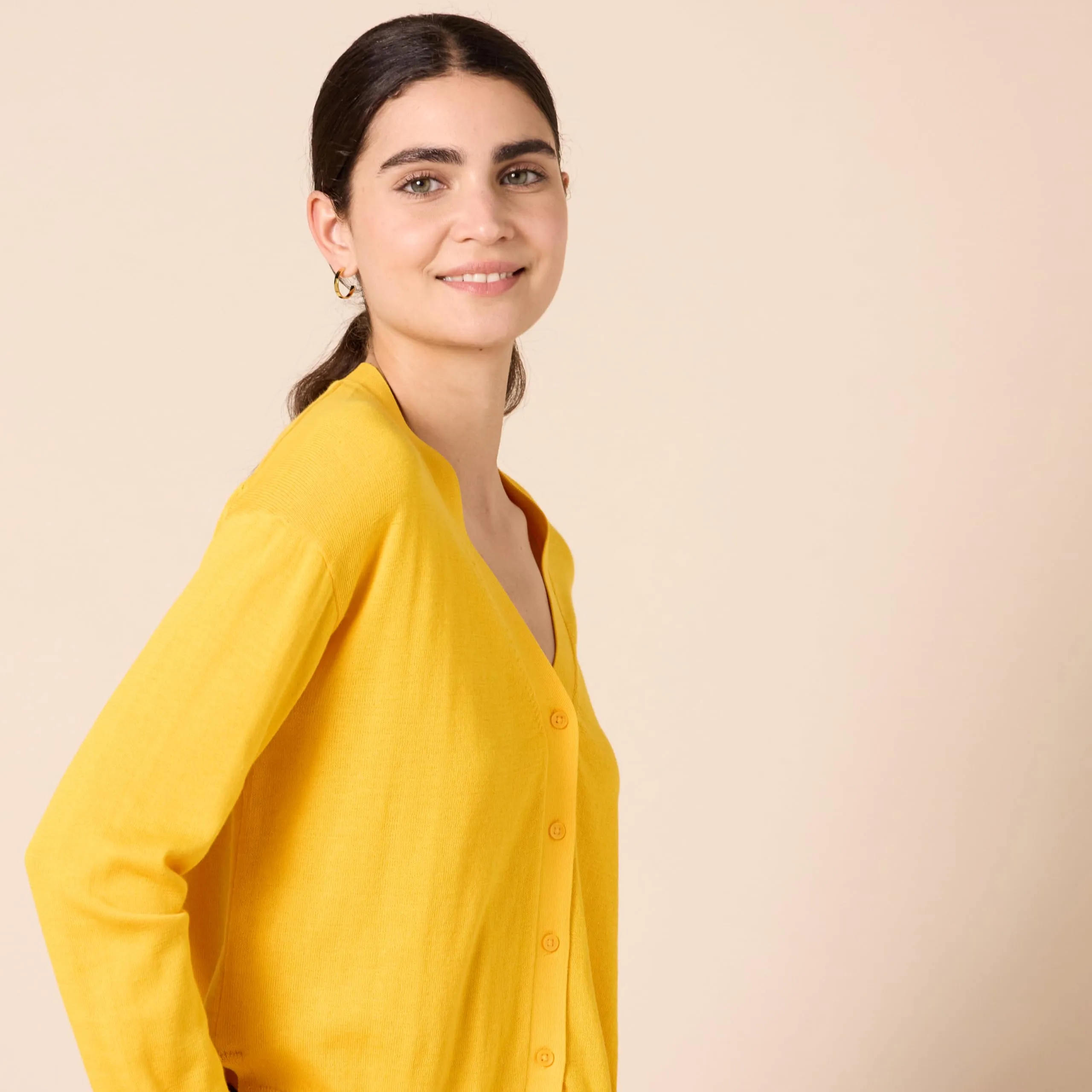Amazon Essentials Felpa Cardigan Leggera Donna, Giallo Drato, XL - immagine 4