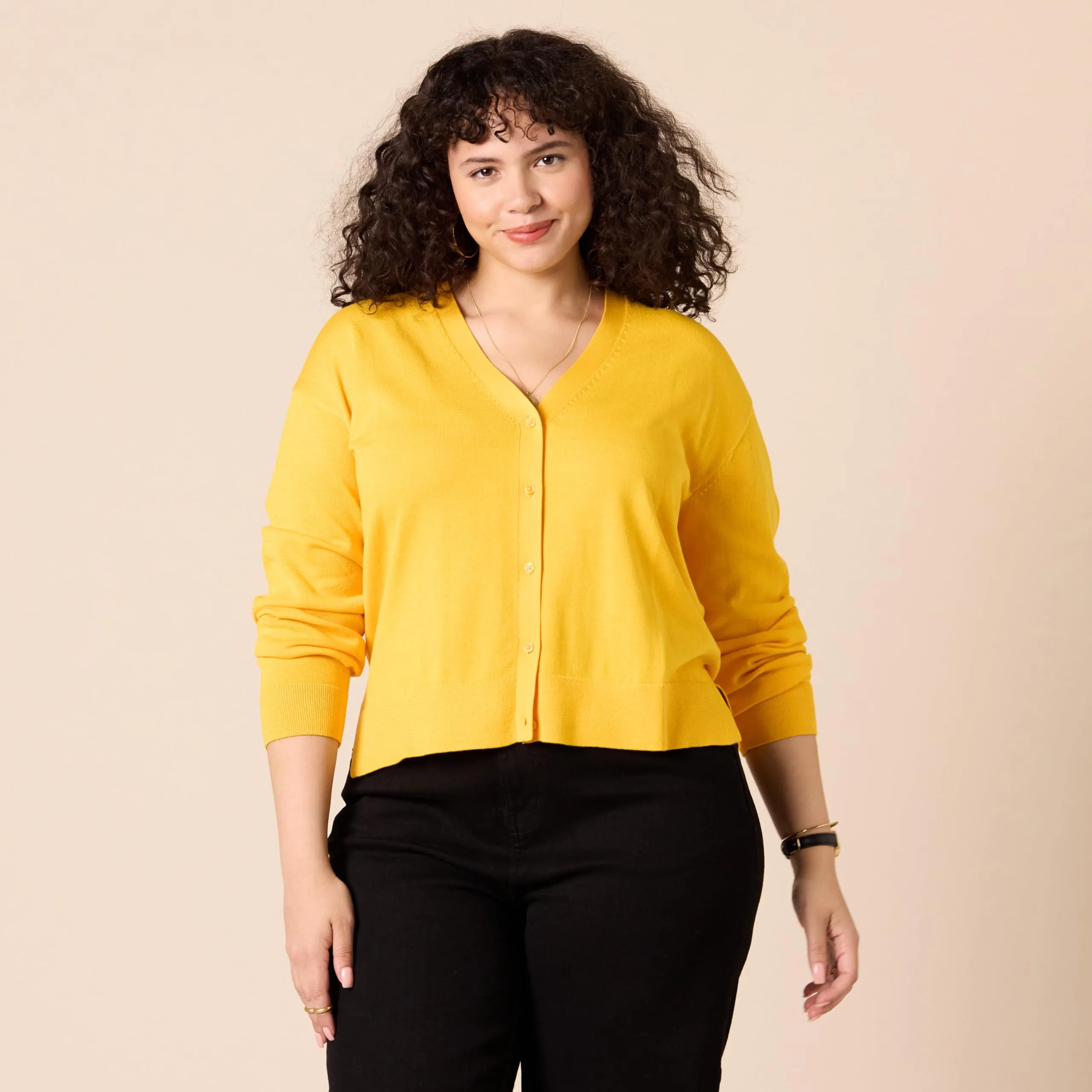 Amazon Essentials Felpa Cardigan Leggera Donna, Giallo Drato, L - immagine 6