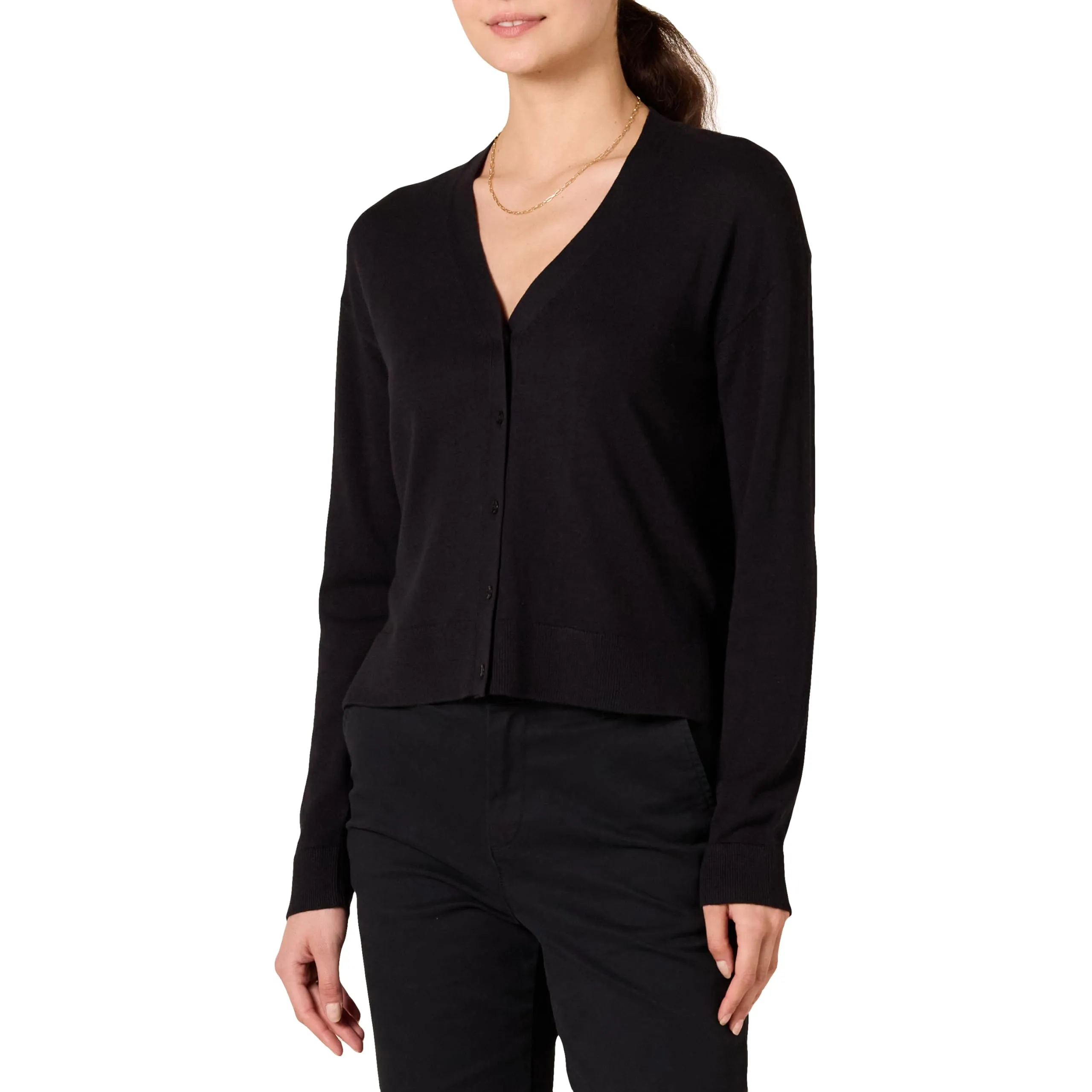 Amazon Essentials Felpa Cardigan Leggera Donna, Nero, XXL - immagine 1
