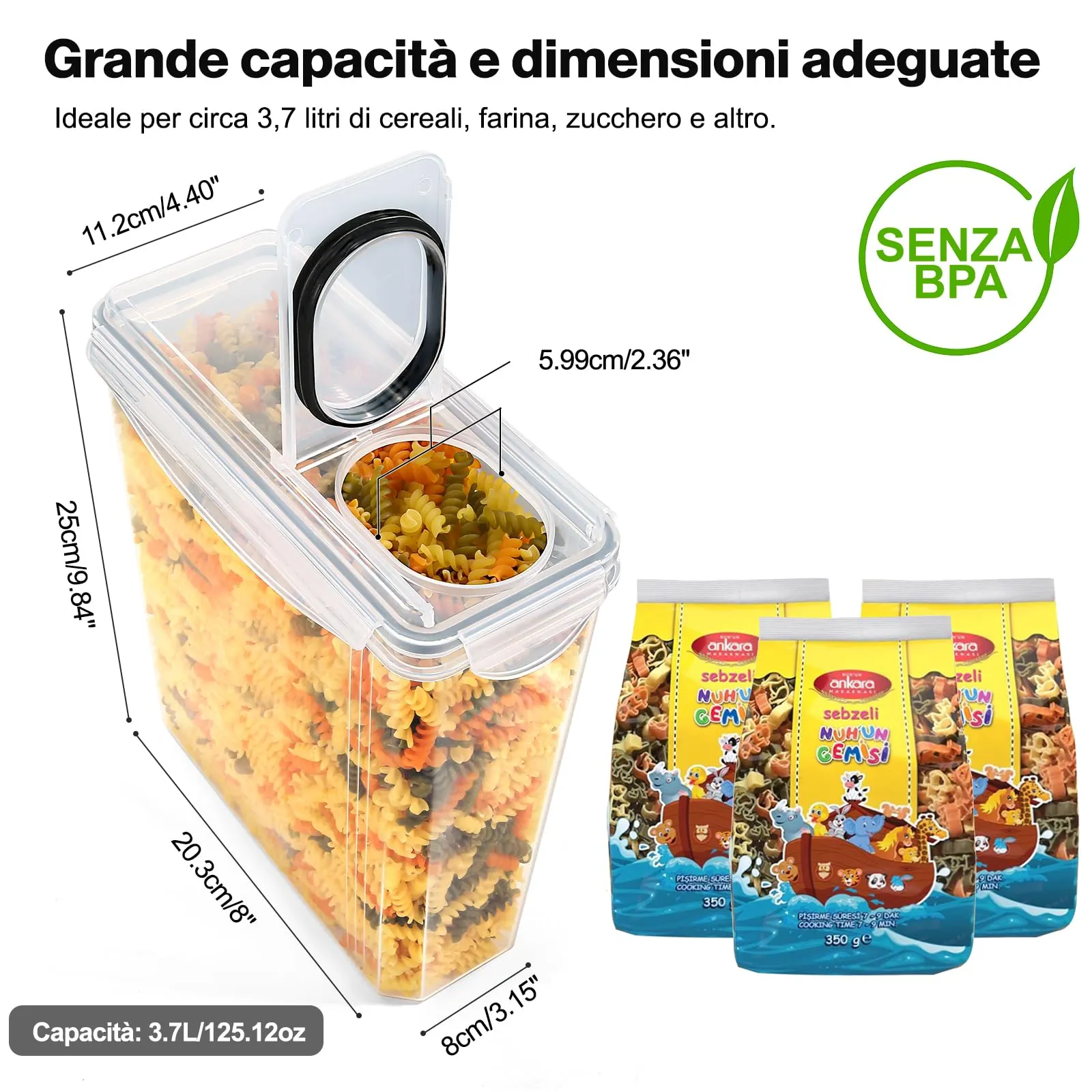 YASHE Contenitori Ermetici per Alimenti, Set di 6 pezzi, 3.7L, Plastica senza BPA - immagine 2