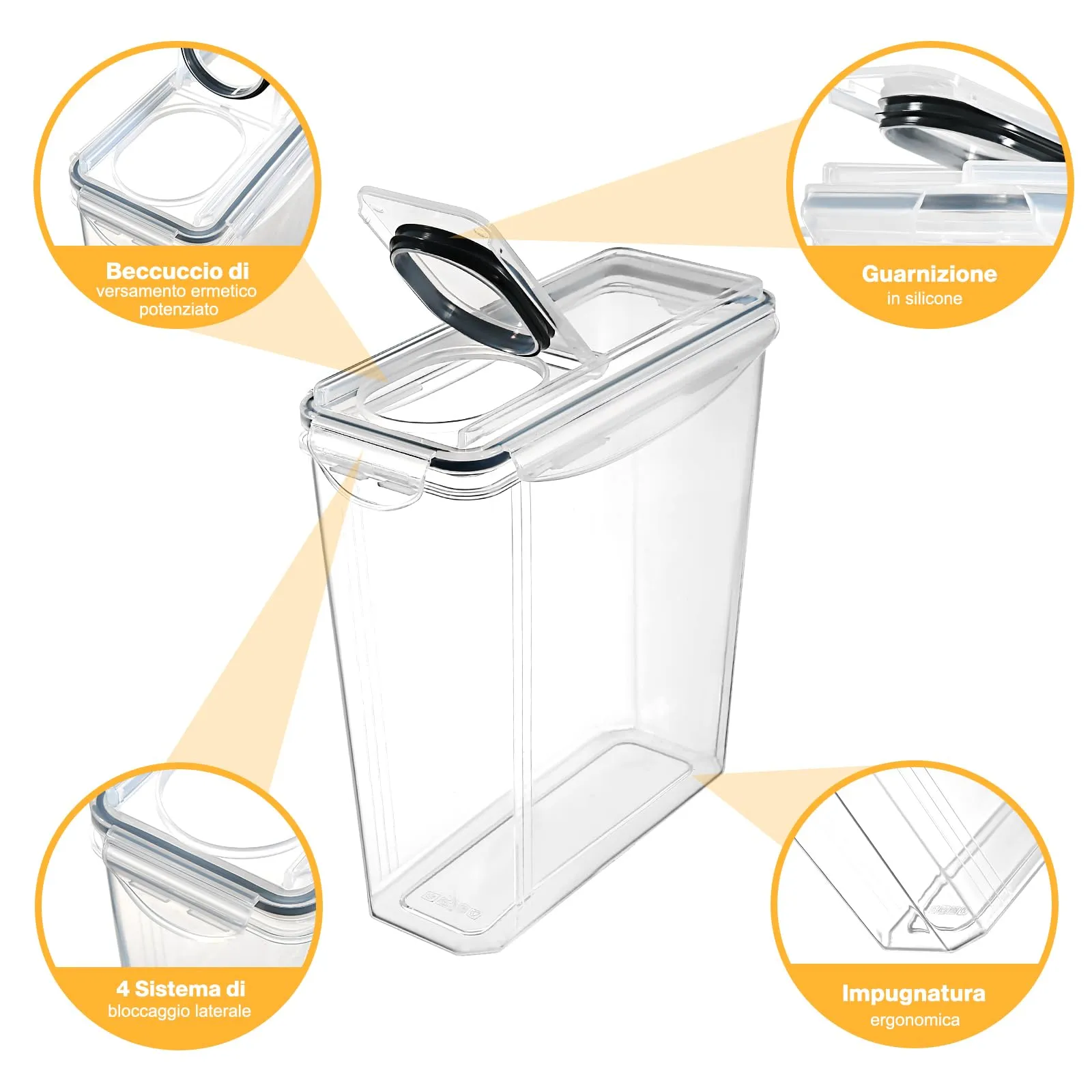 YASHE Contenitori Ermetici per Alimenti, Set di 6 pezzi, 3.7L, Plastica senza BPA - immagine 5