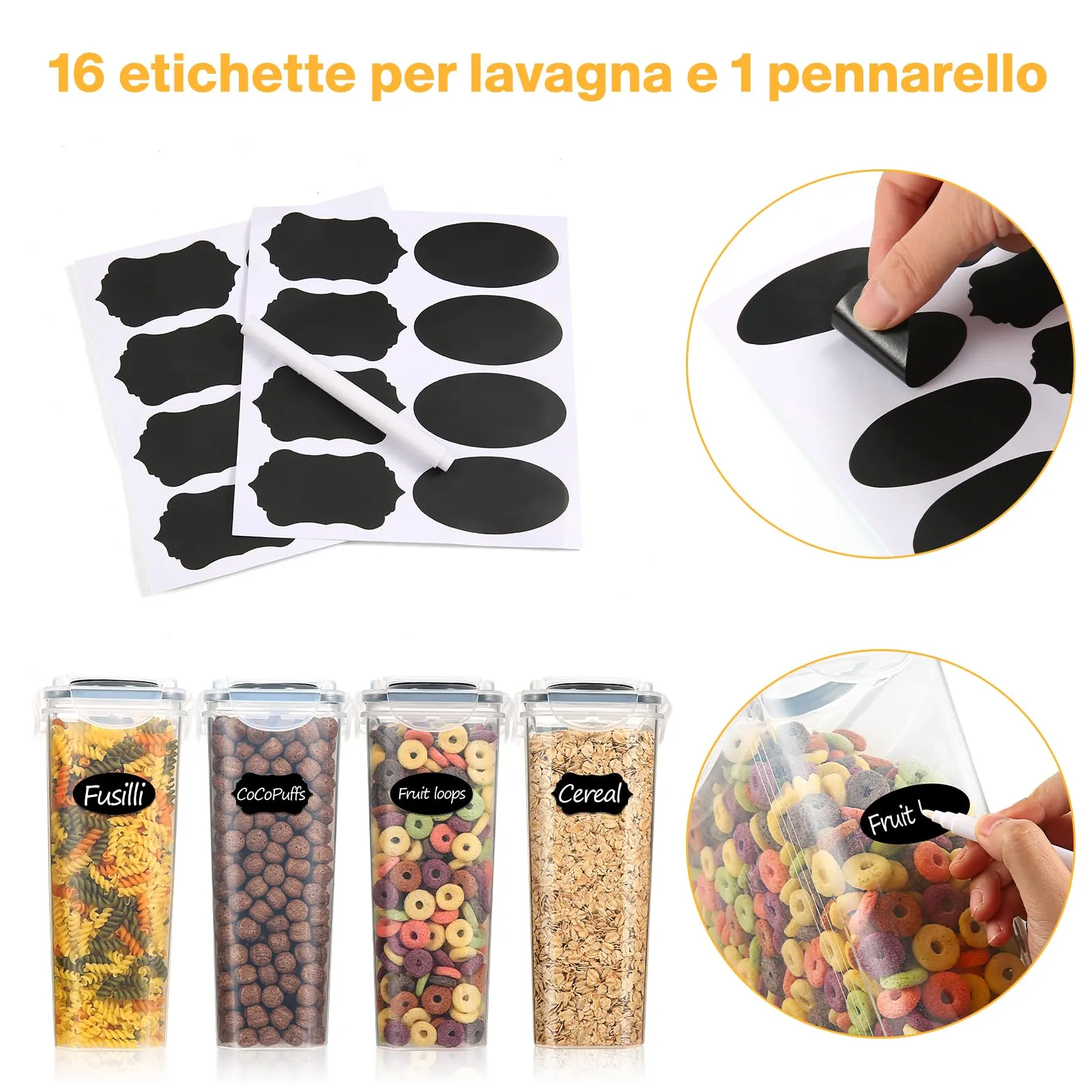 YASHE Contenitori Ermetici per Alimenti, Set di 6 pezzi, 3.7L, Plastica senza BPA - immagine 6