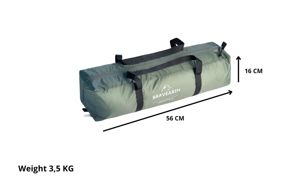 BravEarth Jaguar Tenda da Campeggio, Verde, 3 Persone - immagine 3