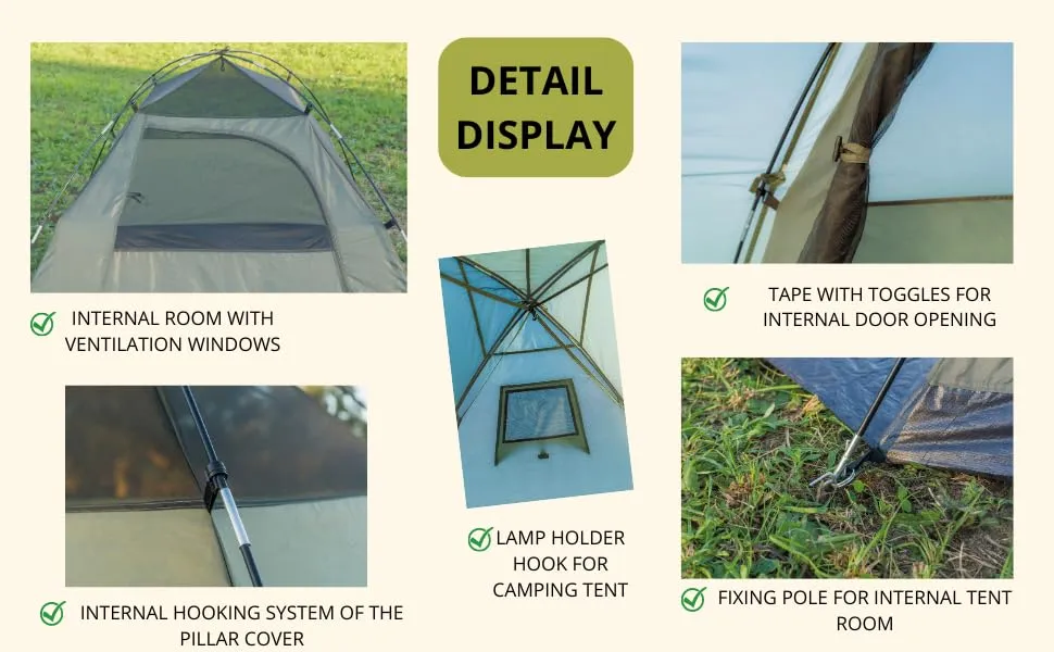 BravEarth Jaguar Tenda da Campeggio, Verde, 3 Persone - immagine 5