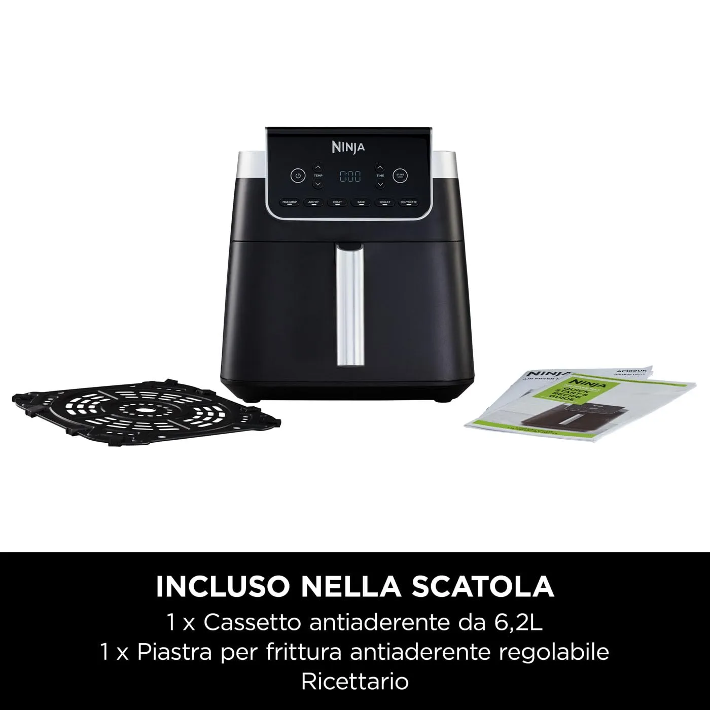 Ninja Friggitrice ad Aria MAX AF180EU, 6.2L Digitale, 5 in 1, Grigio - immagine 2