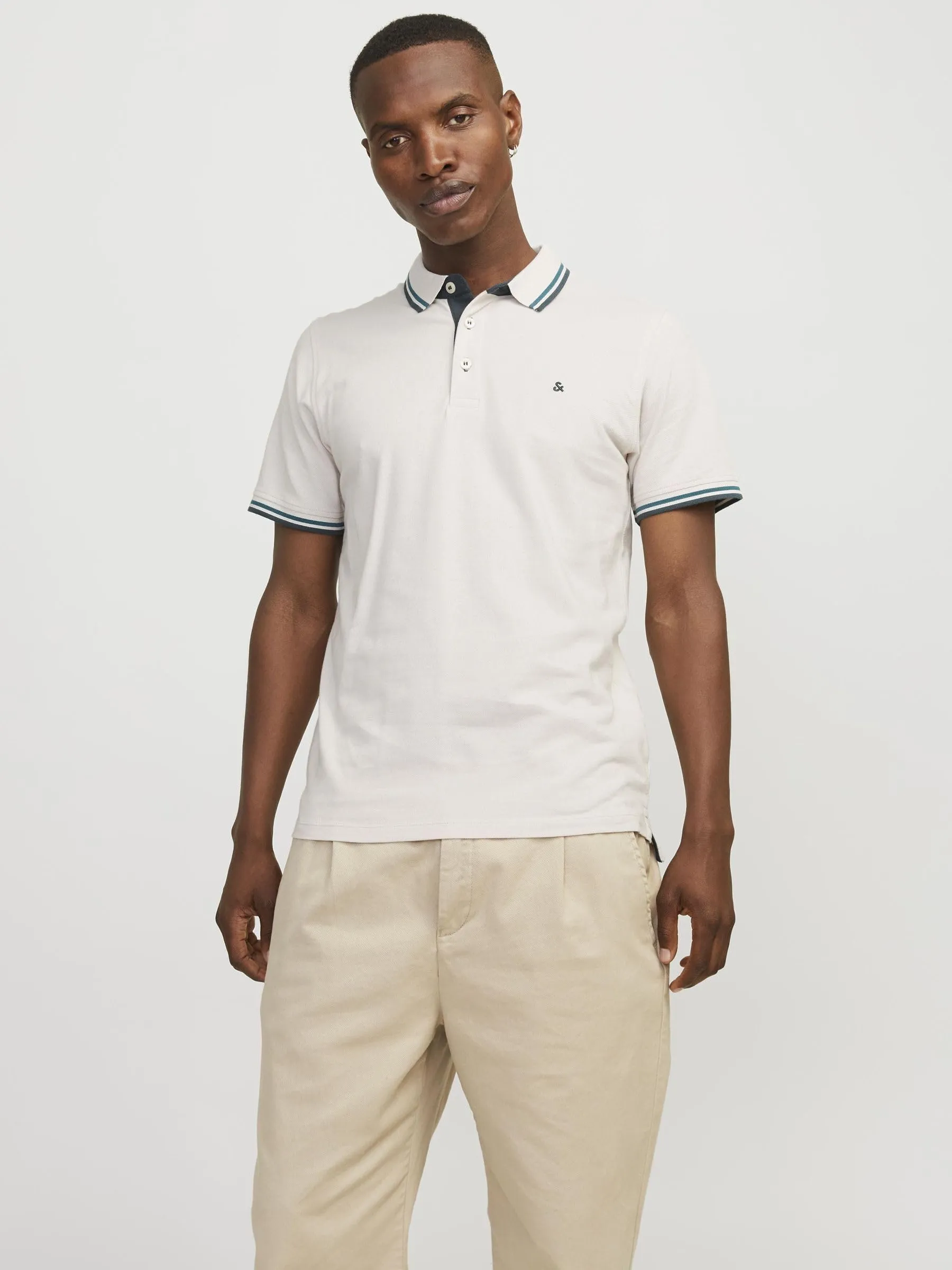 Jack & Jones Jjepaulos Polo SS Noos Maglietta, Beige - Blu, M - immagine 2
