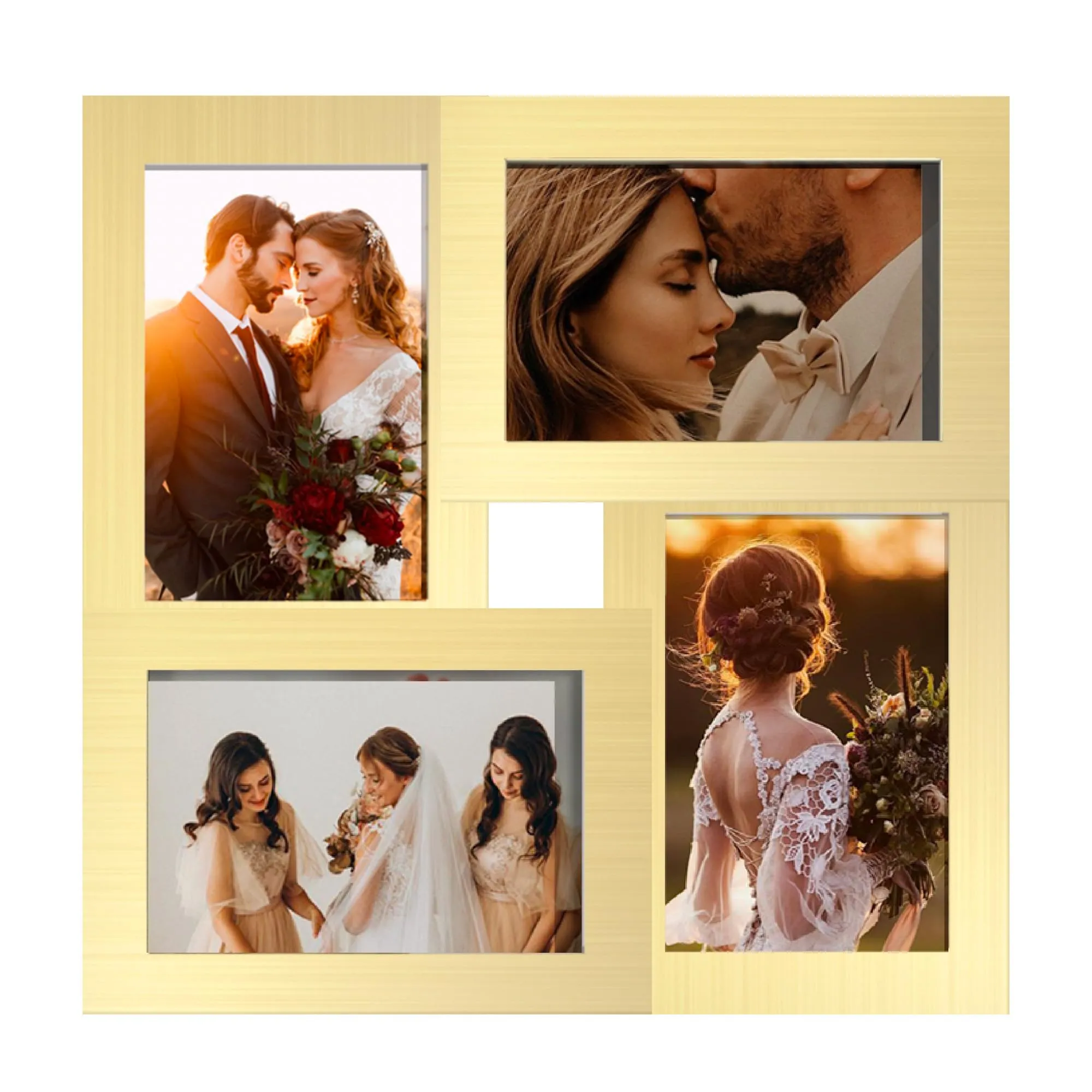 SONGMICS Collage di 4 Cornici per Foto 10 x 15 cm, Oro Pallido RPF025A01 - immagine 1