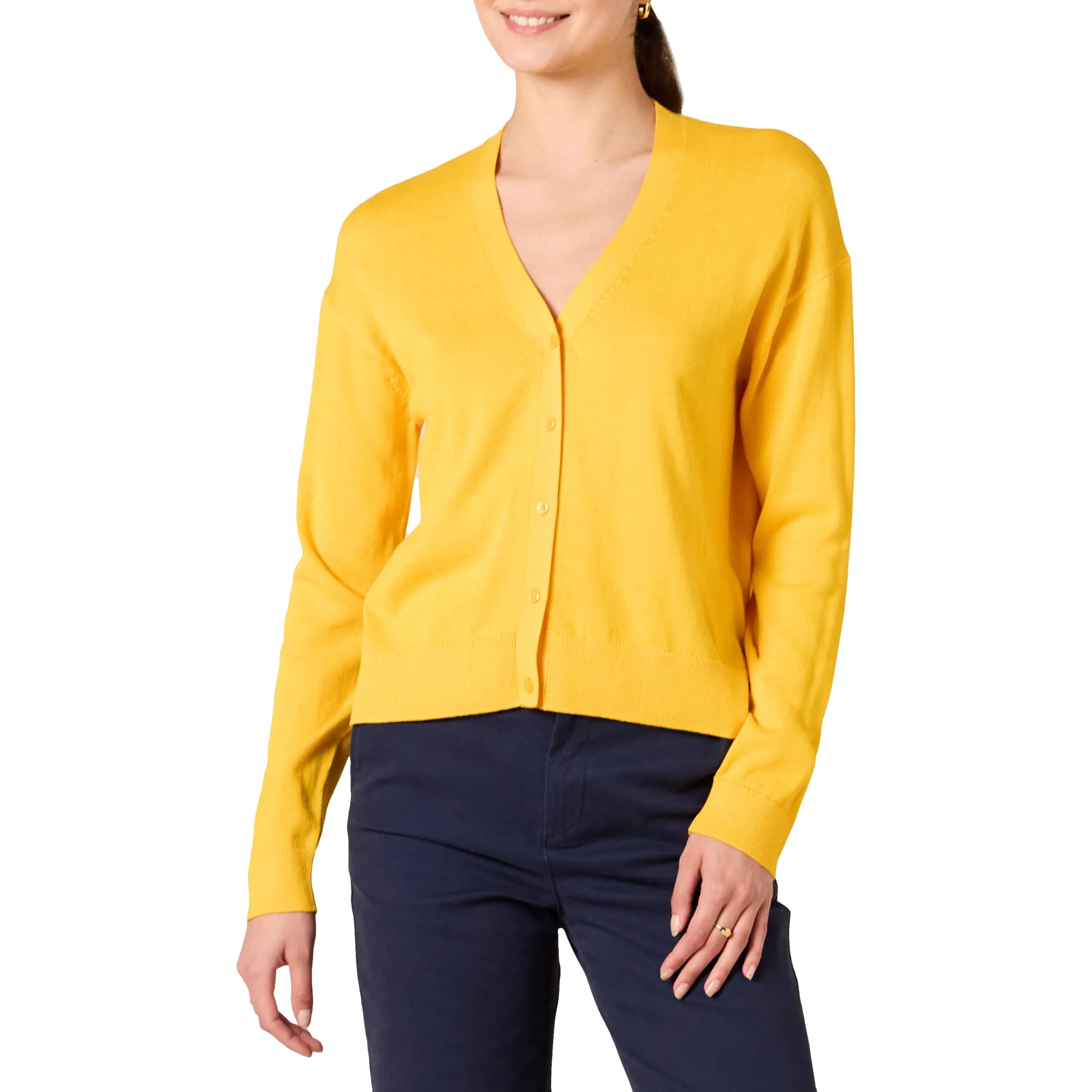 Amazon Essentials Felpa Cardigan Leggera Donna, Giallo Drato, M - immagine 1