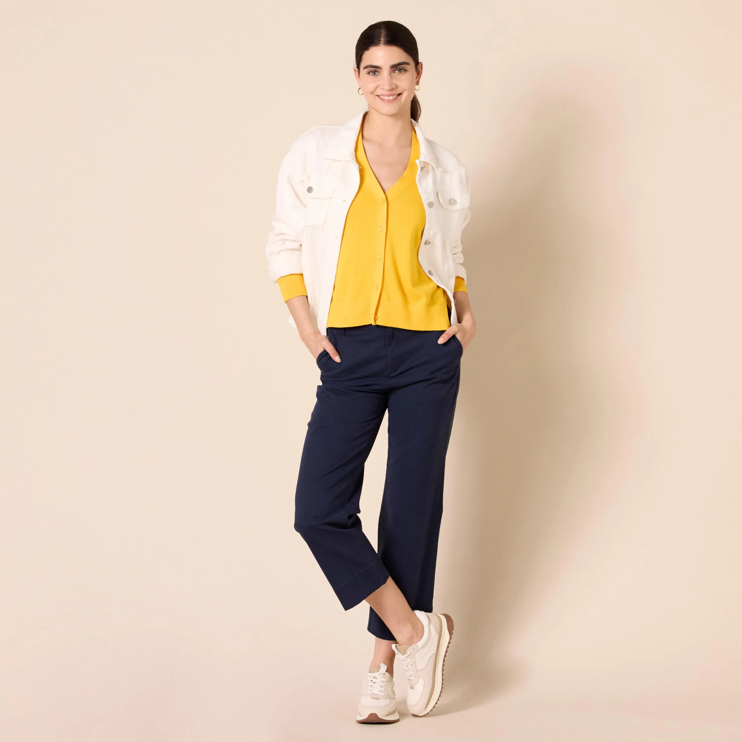 Amazon Essentials Felpa Cardigan Leggera Donna, Giallo Drato, M - immagine 5