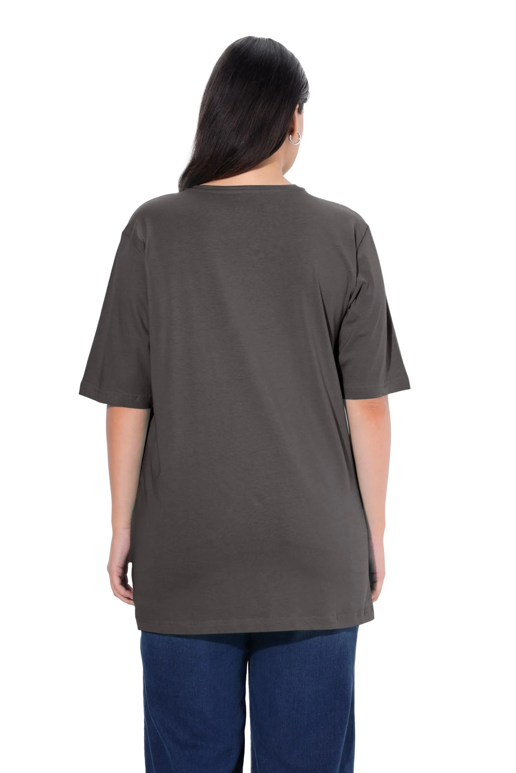 Ulla Popken Maglietta a Maniche Corte con Scollo a V, Nero, 46-48 - immagine 2
