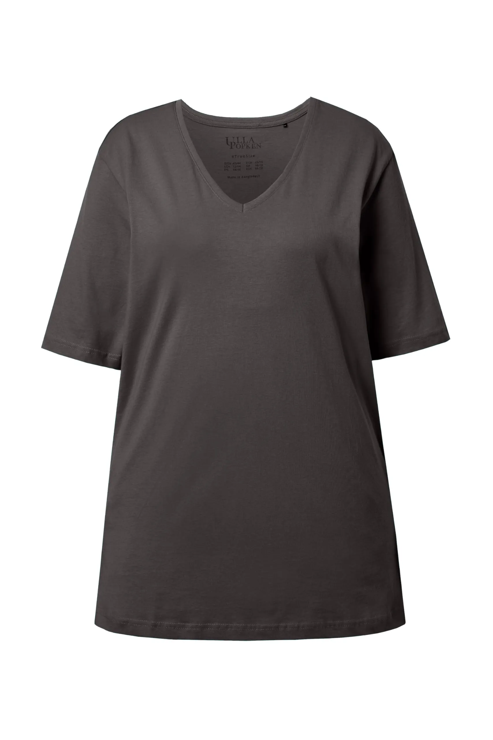 Ulla Popken Maglietta a Maniche Corte con Scollo a V, Nero, 46-48 - immagine 4