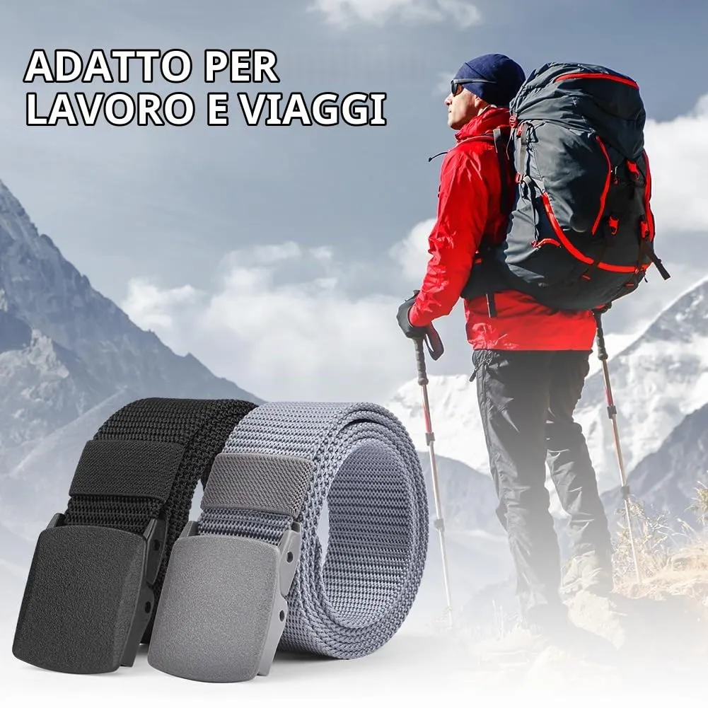 Aomig Cintura Tattica in Nylon con Fibbia in Plastica, Regolabile, 2 Pezzi (Grigio Chiaro+Nero) - immagine 4