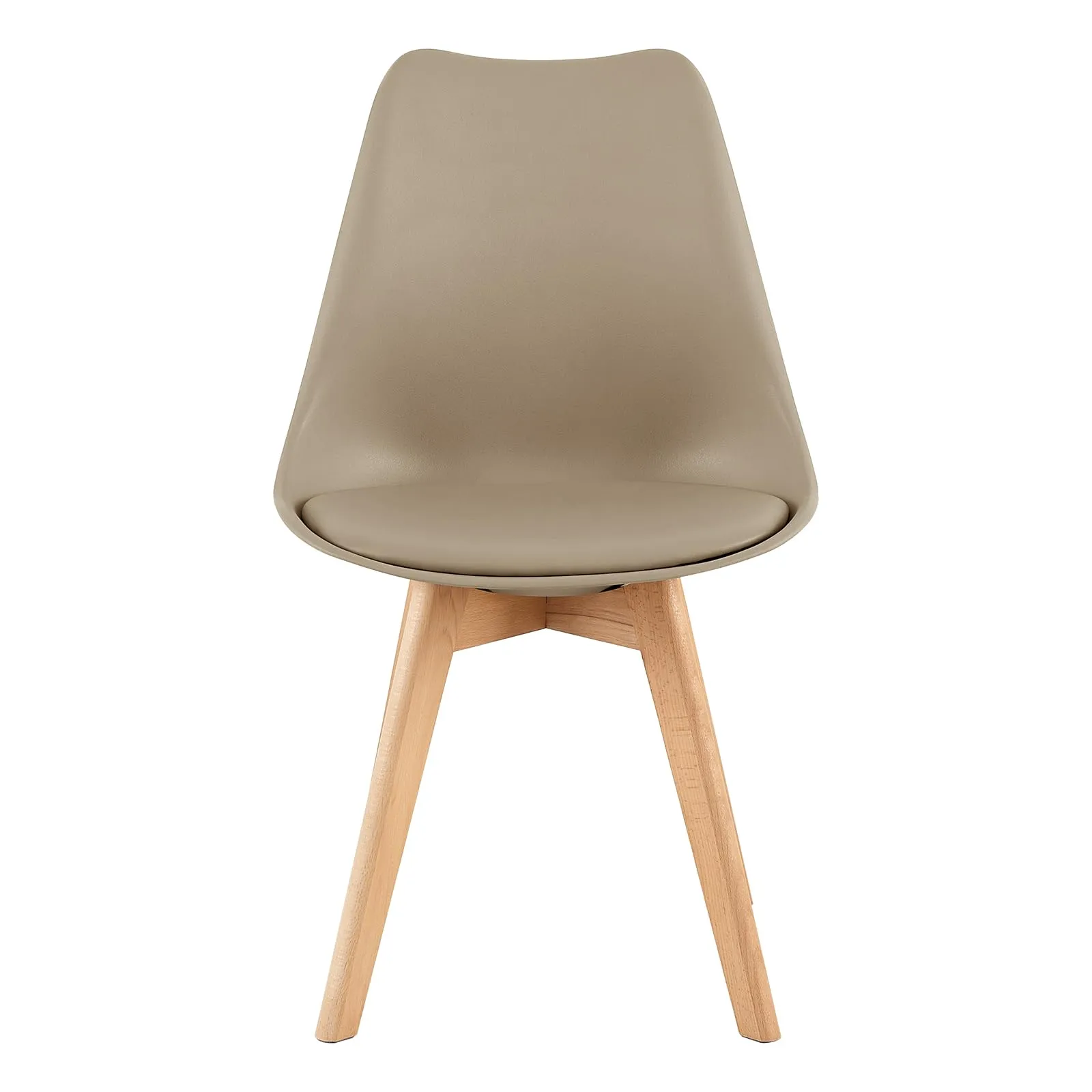 EGGREE Set di 8 Sedie da Pranzo e Cucina in Pelle PU con Gambe in Legno di Faggio, Cachi - immagine 4