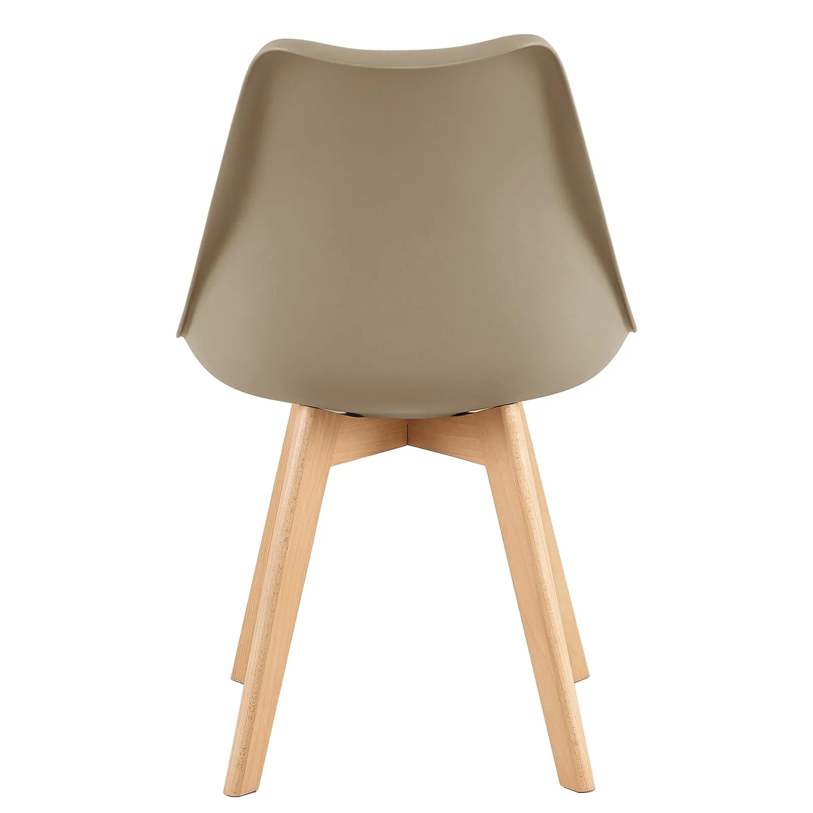 EGGREE Set di 8 Sedie da Pranzo e Cucina in Pelle PU con Gambe in Legno di Faggio, Cachi - immagine 6