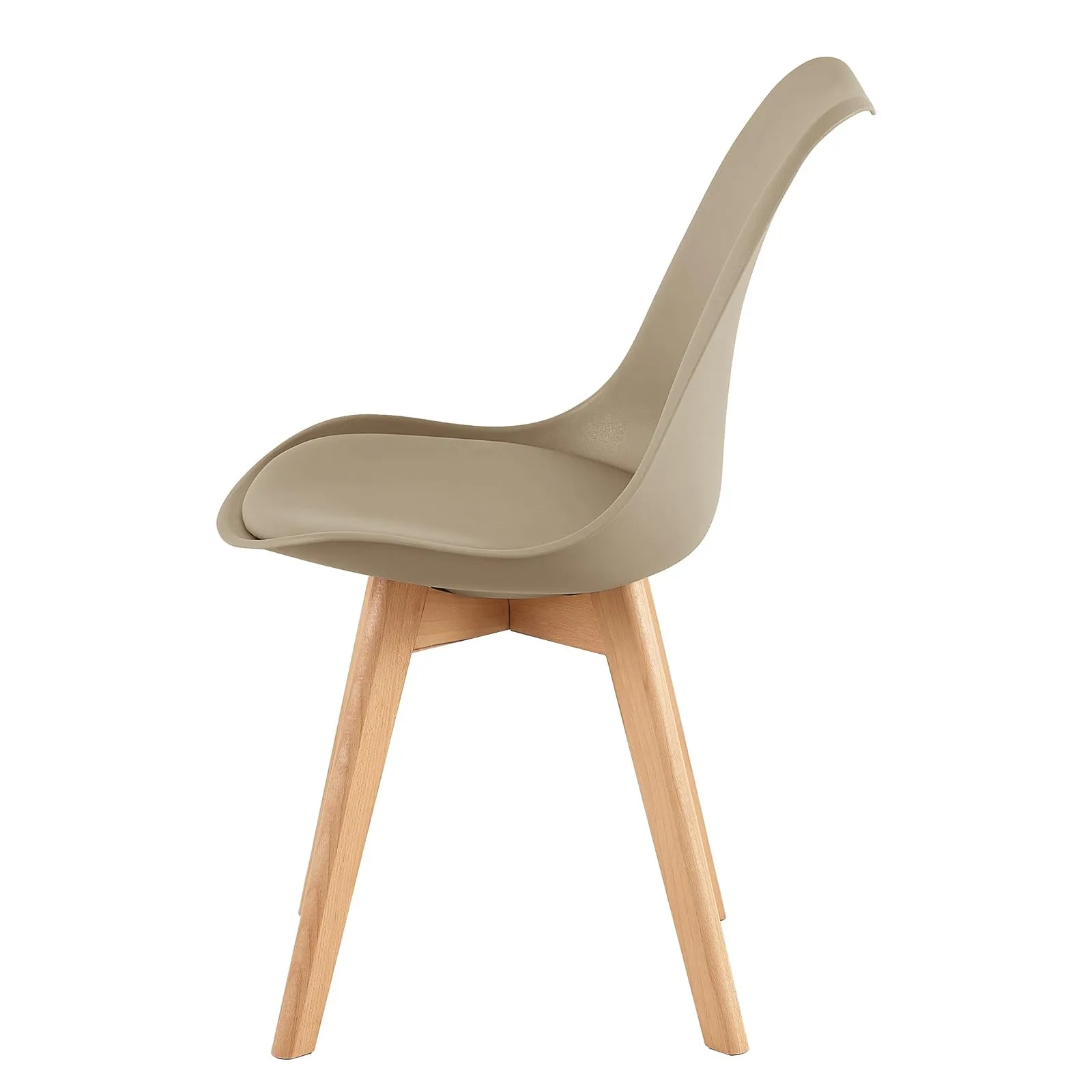 EGGREE Set di 4 Sedie da Pranzo e Cucina in Pelle PU e Legno di Faggio, Cachi - immagine 5