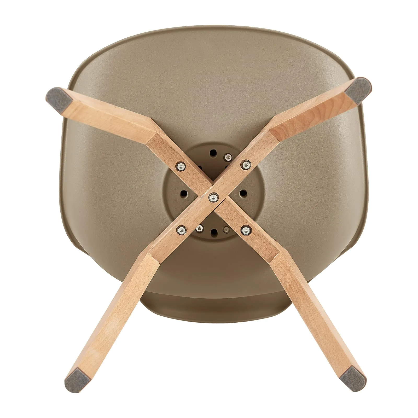 EGGREE Set di 4 Sedie da Pranzo e Cucina in Pelle PU e Legno di Faggio, Cachi - immagine 11