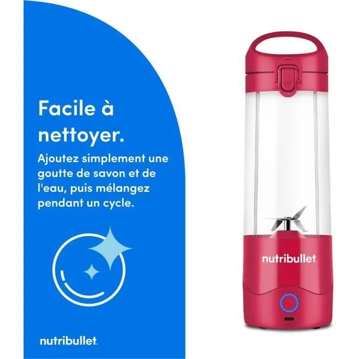 NutriBullet Leggero Frullatore Portatile 475ml, USB-C, NBP003MA, Magenta - immagine 5