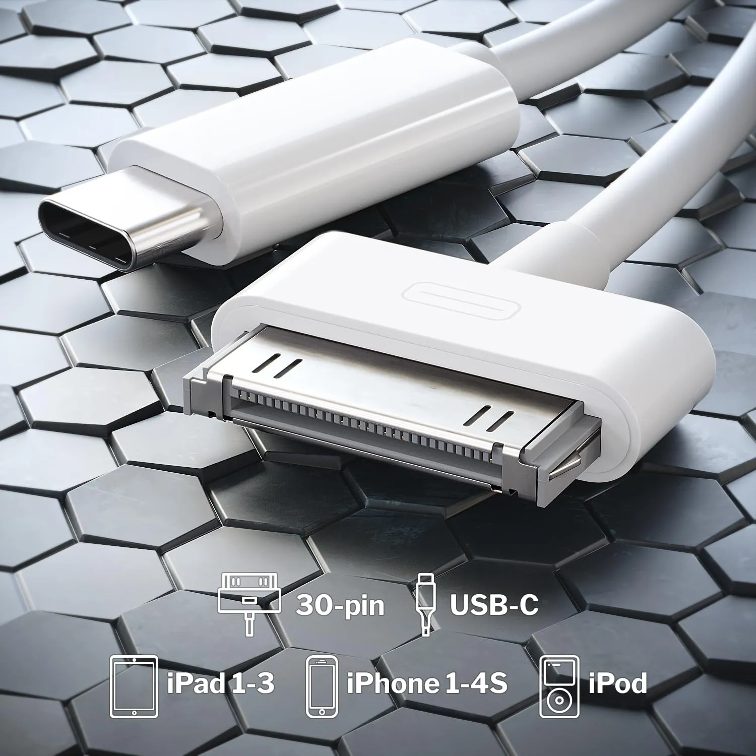 KabelDirekt Adattatore Cavo da 30 pin a USB-C per iPhone, iPad e iPod, 2m - immagine 2