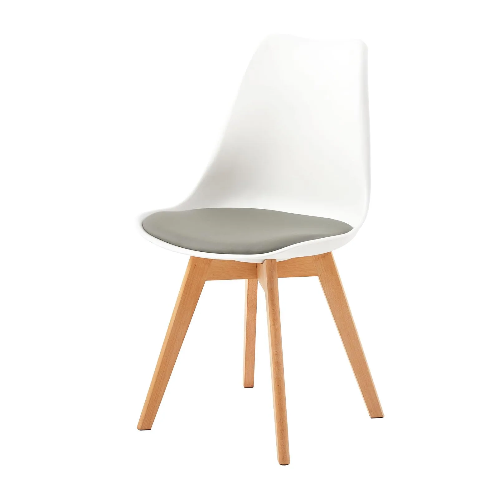 EGGREE Set di 8 Sedie da Pranzo in Pelle PU e Faggio Massiccio, Bianco - Grigio - immagine 4