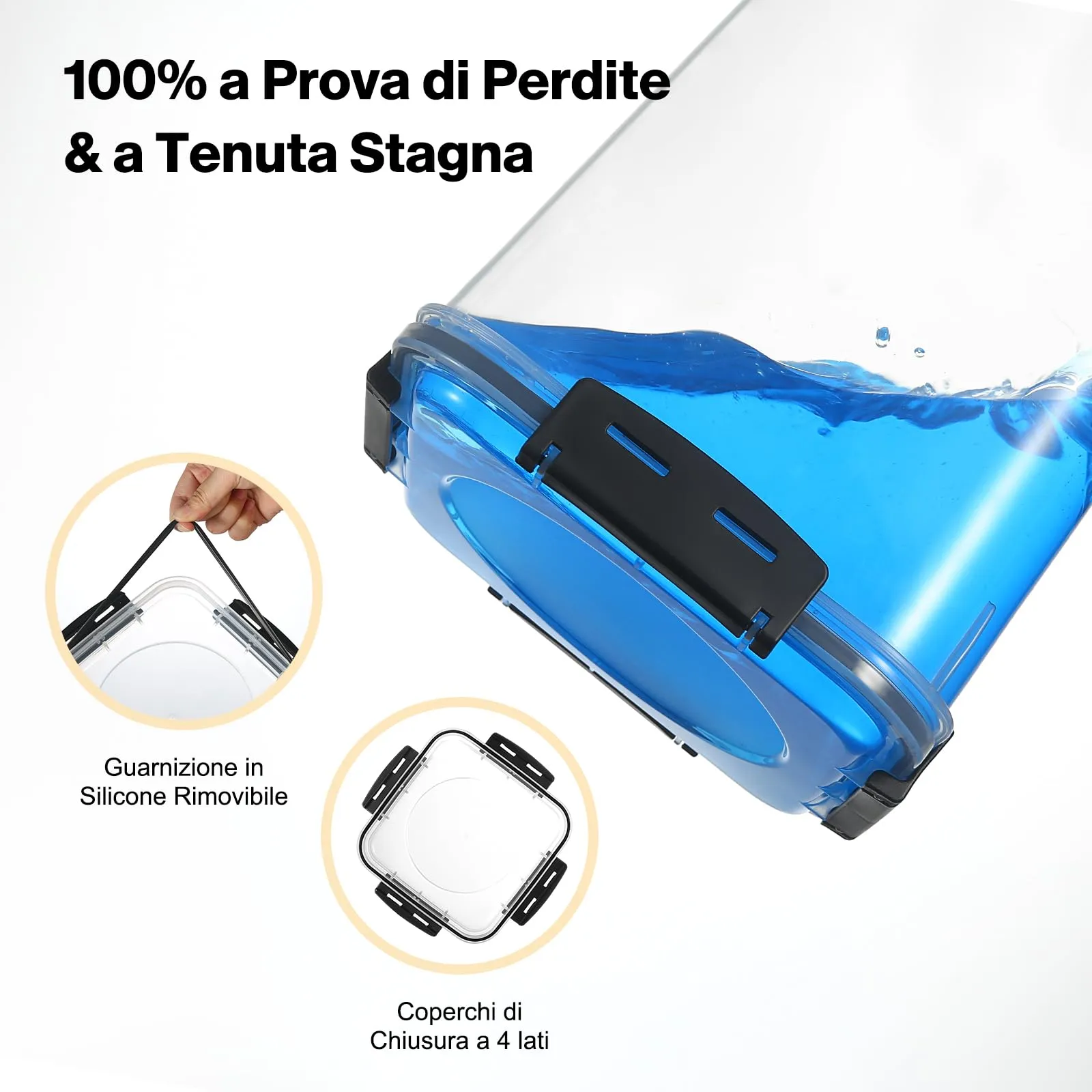 YASHE Contenitori Ermetici per Alimenti 5,3L, Plastica senza BPA con Coperchio, 4 Pezzi - immagine 3