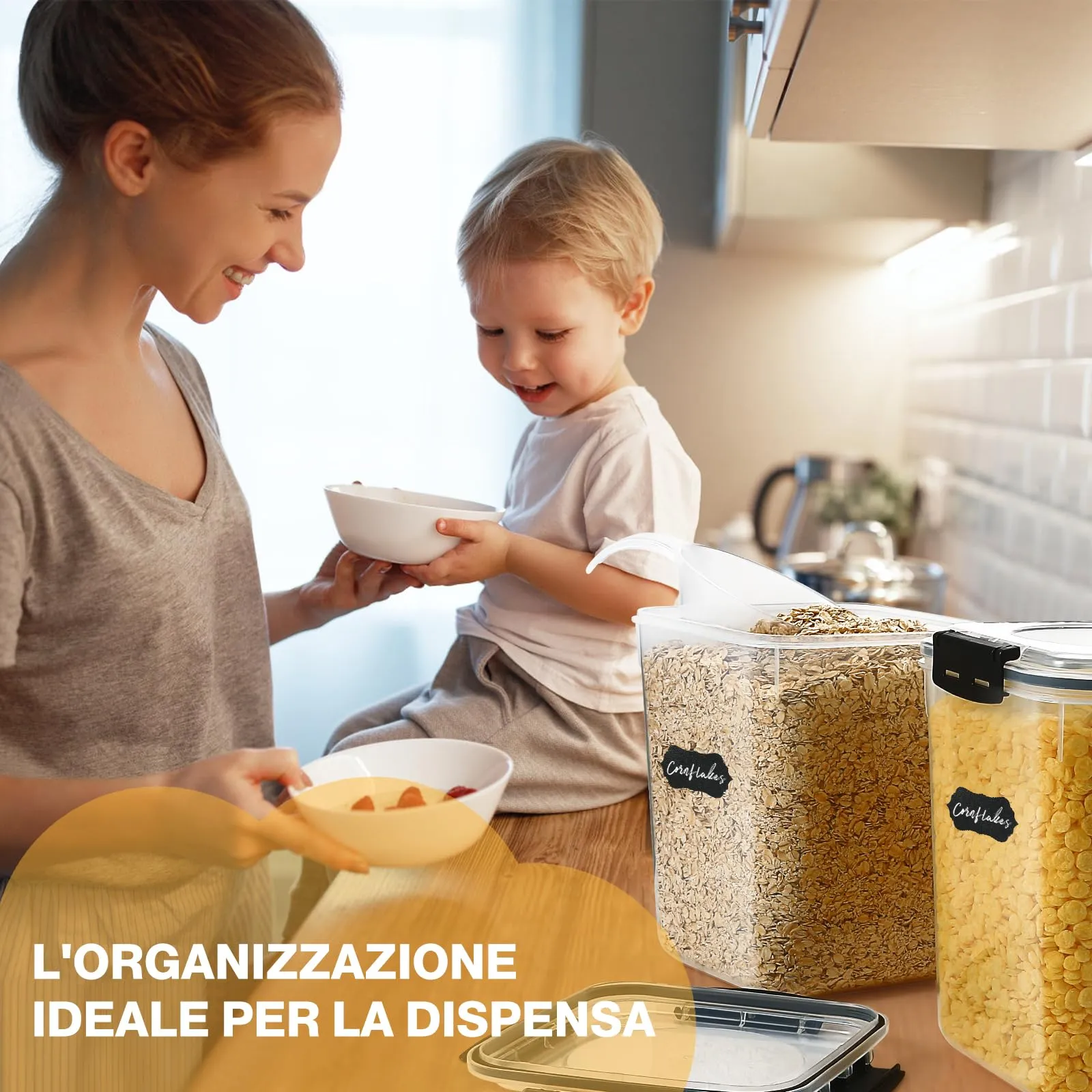 YASHE Contenitori Ermetici per Alimenti 5,3L, Plastica senza BPA con Coperchio, 4 Pezzi - immagine 5