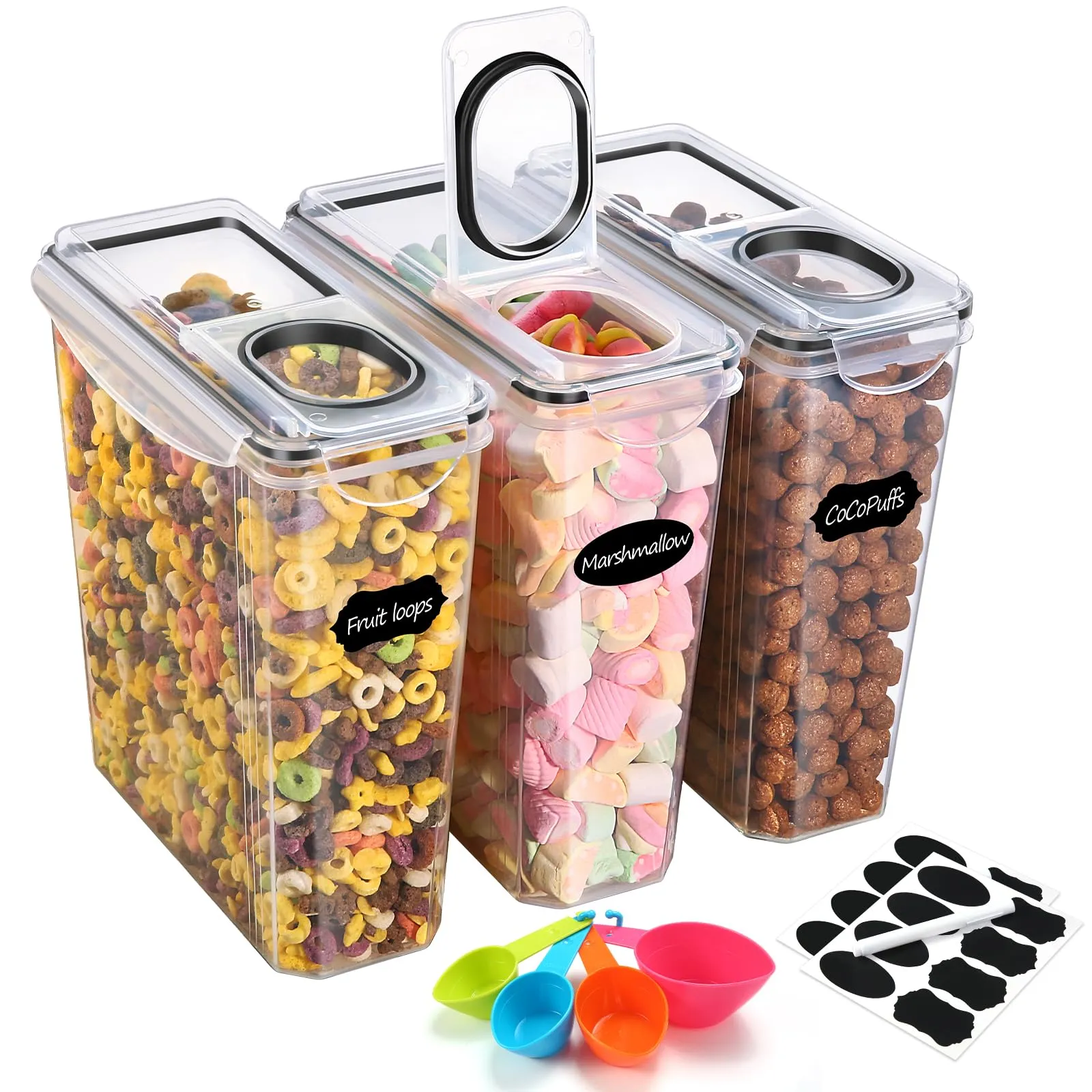 YASHE Contenitori Ermetici per Alimenti, Set di 3 (3.7L), Plastica Senza BPA per Pasta e Cereali - immagine 1